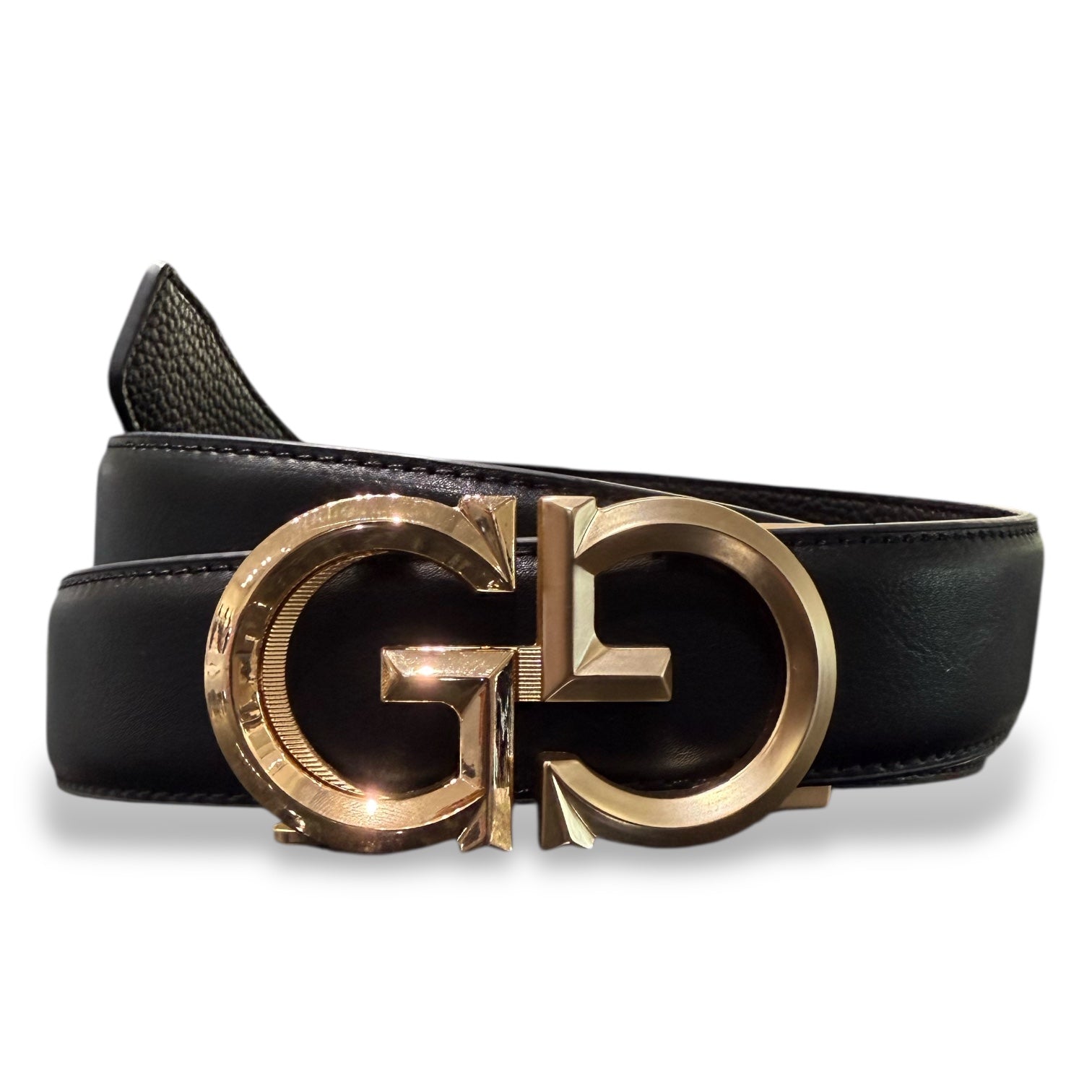 Designer fashion belt (Black/Gold) GG
