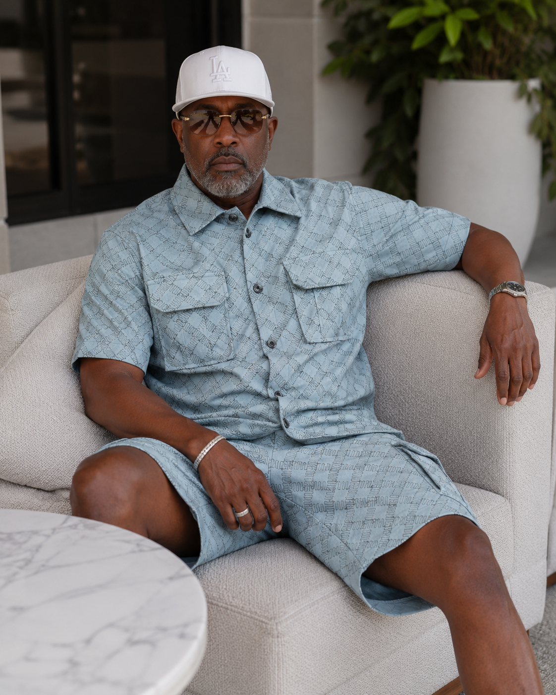 Stacy Adams Denim Cargo Short Set 3963 - Chambray