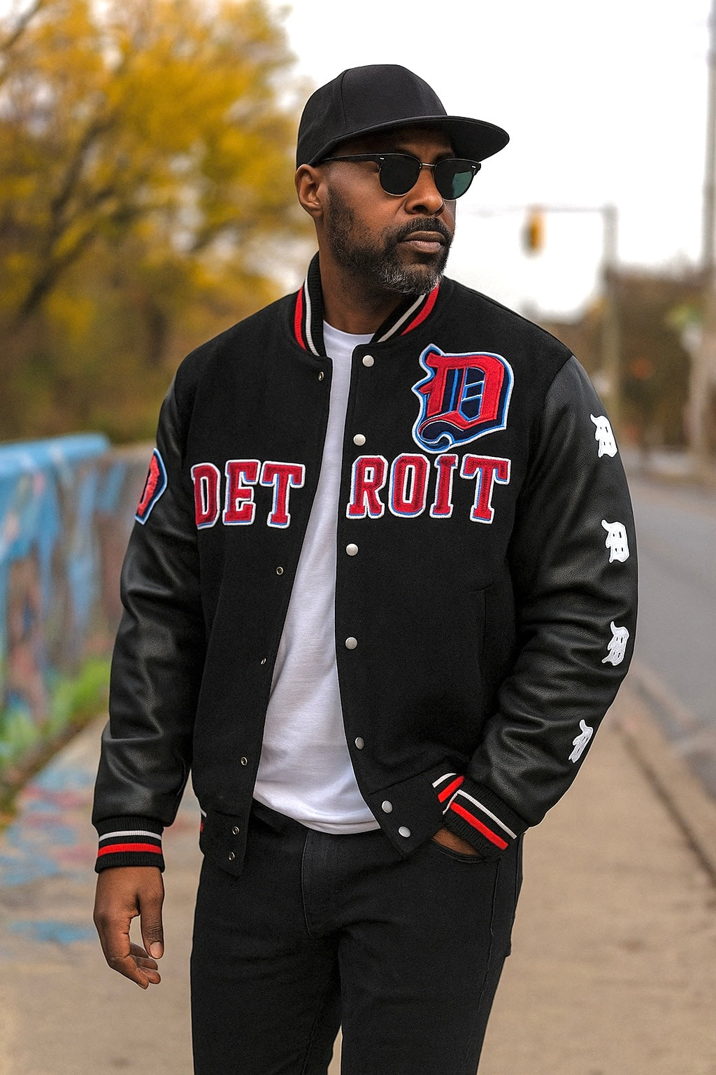 Jordan Craig Men’s Wool Bomber Jacket – Black Red