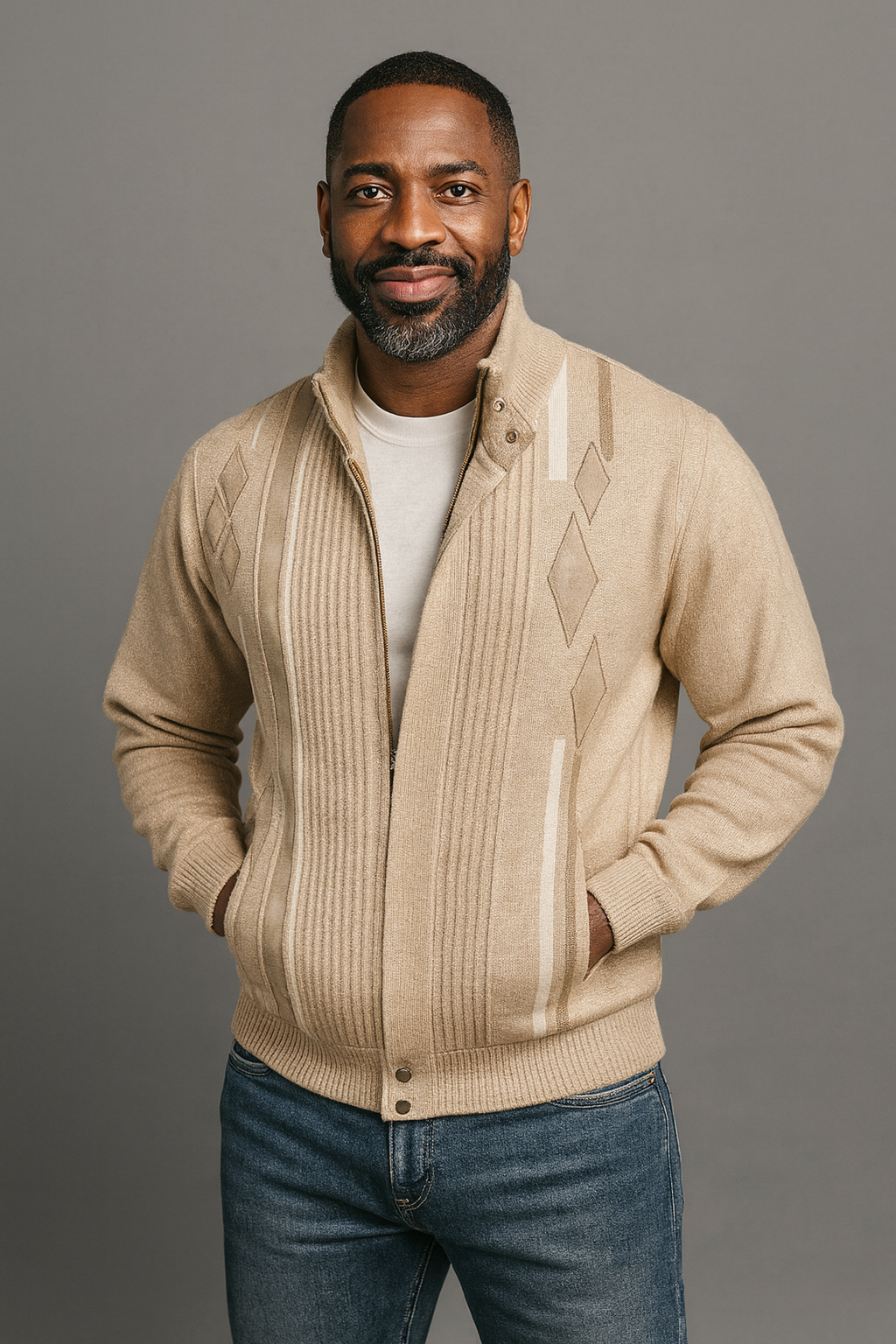 Silversilk Sweater Jacket (Tan) 11009 L