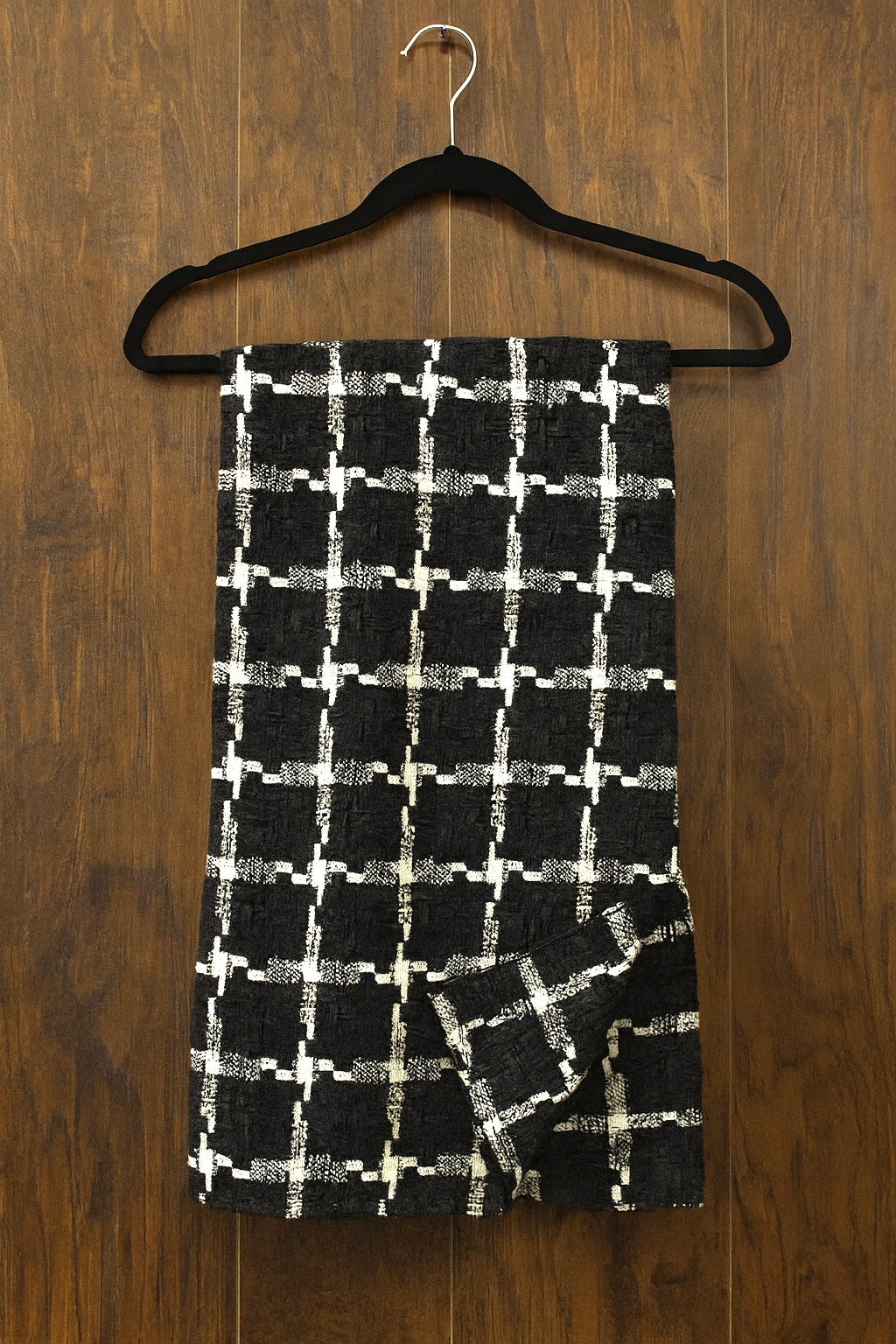 Lanzino "Nightfall" Blazer Coat + Short Scarf (Black/White)