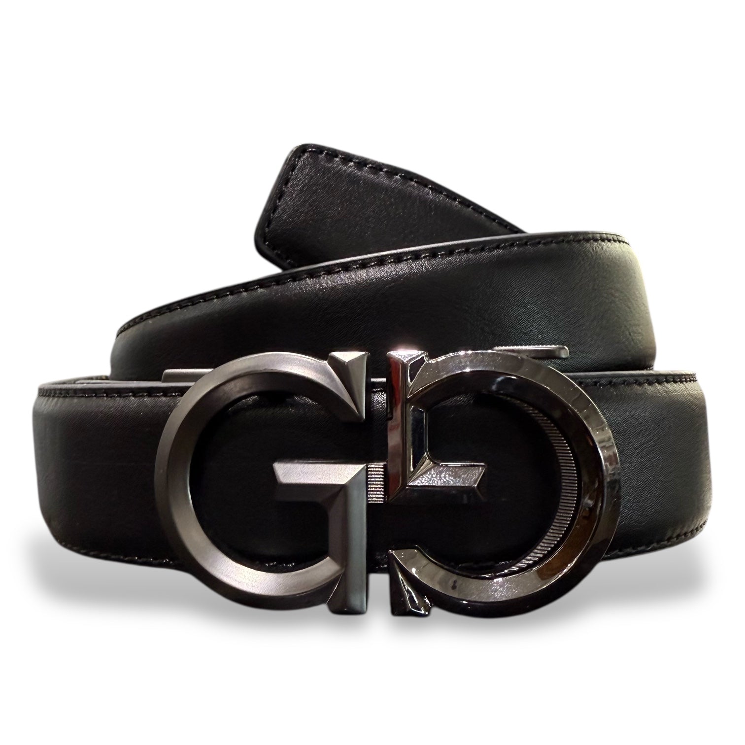 Designer fashion belt (Black/Silver) GG
