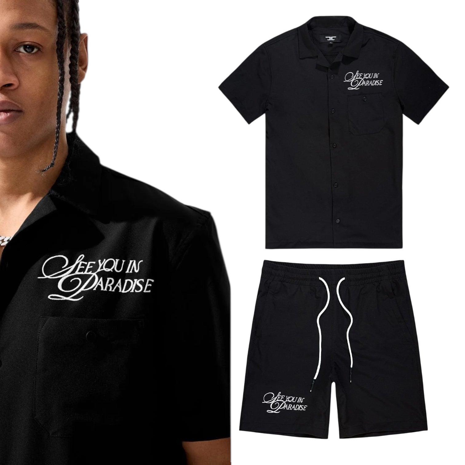 Jordan Craig "Paradise" Short Set (Black)