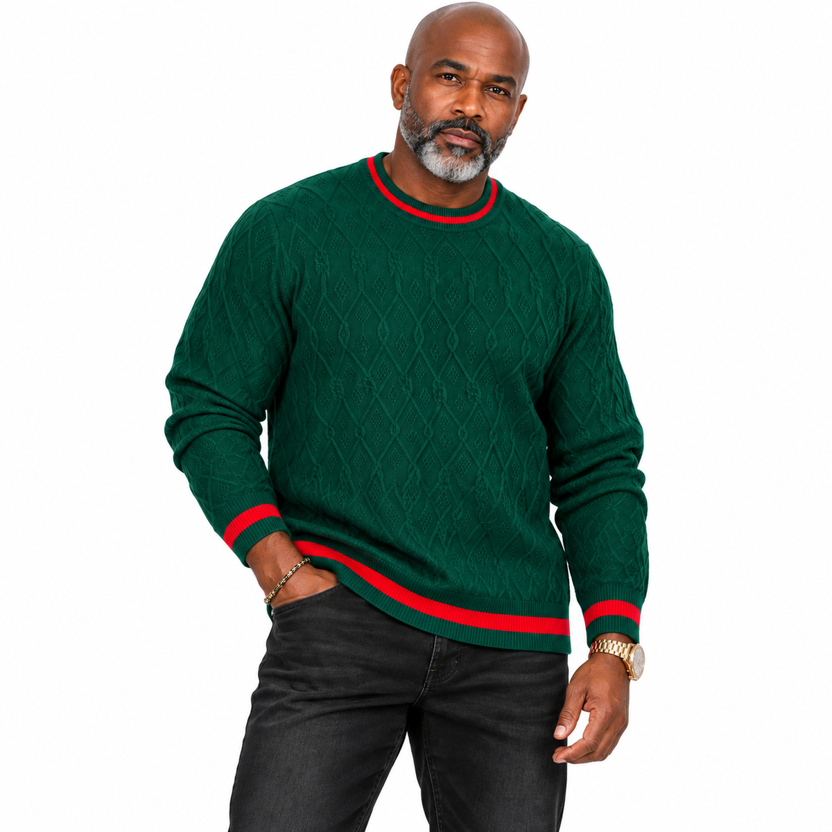 Prestige Crewneck Sweater (Green/Red/Black) 430