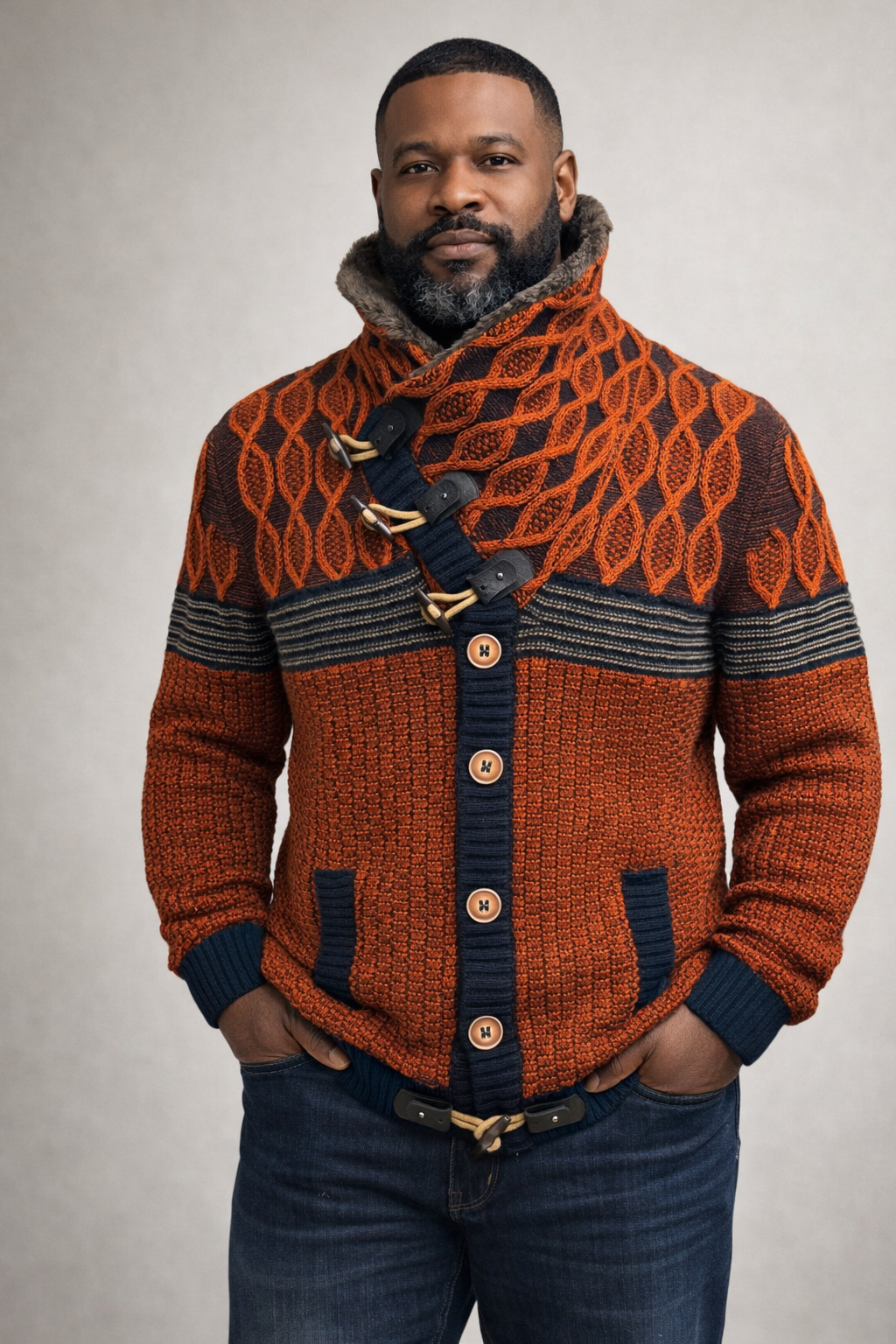 Lcr High Collar Sweater (Navy/Cinnamon) 5512C5