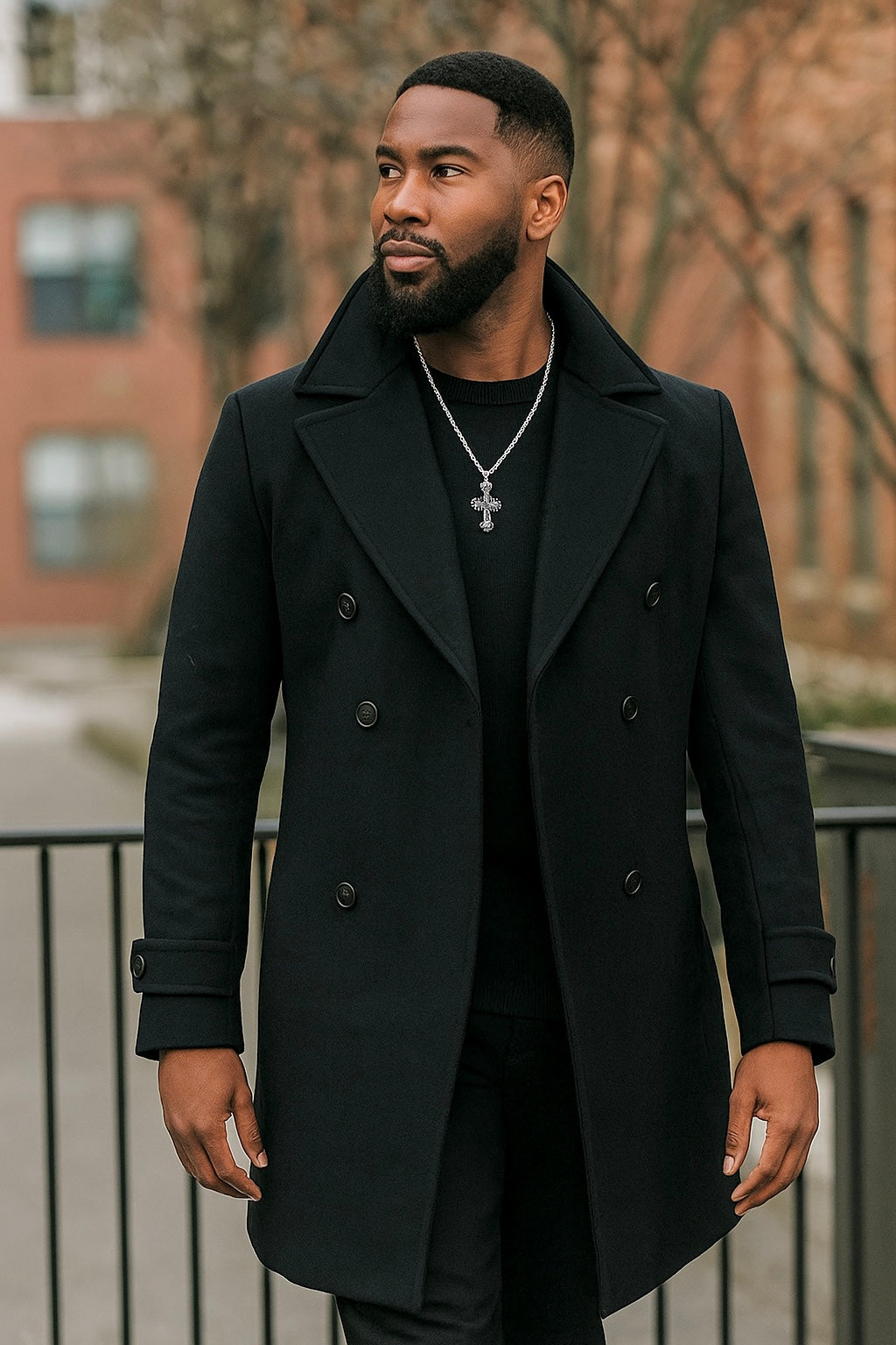Cigar "Brentwood" 3/4 Length DB Peacoat (Black)