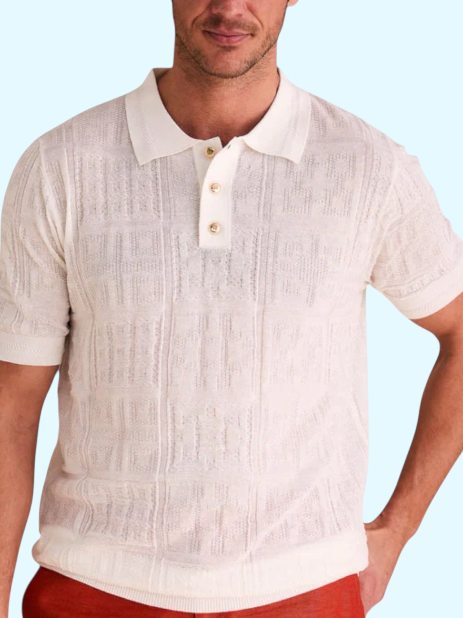 Inserch Greek Key Tonal Polo (White)