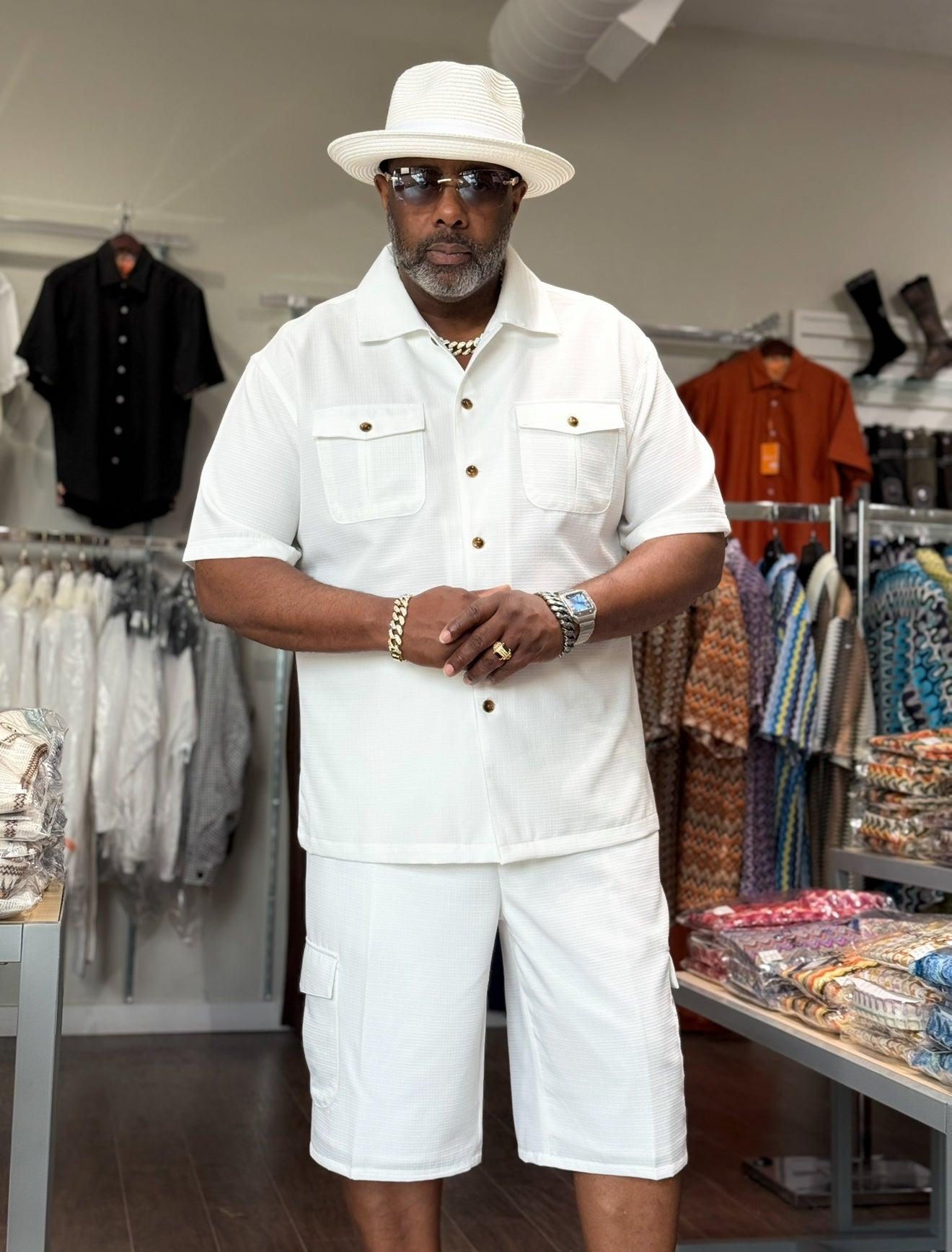 Lanzino Cargo Short Set (White)