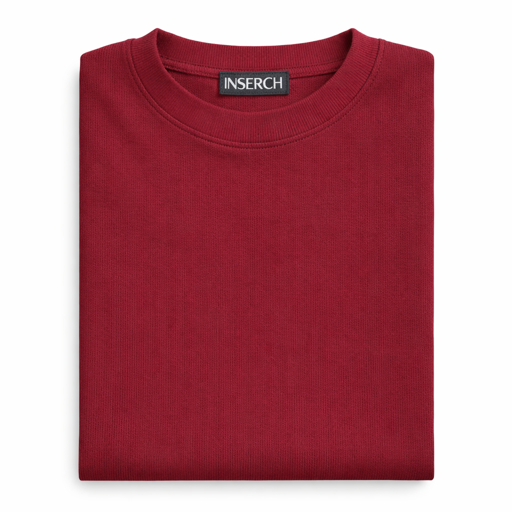 Inserch Men’s Short Sleeve Mock Neck Sweater - Deep Cherry