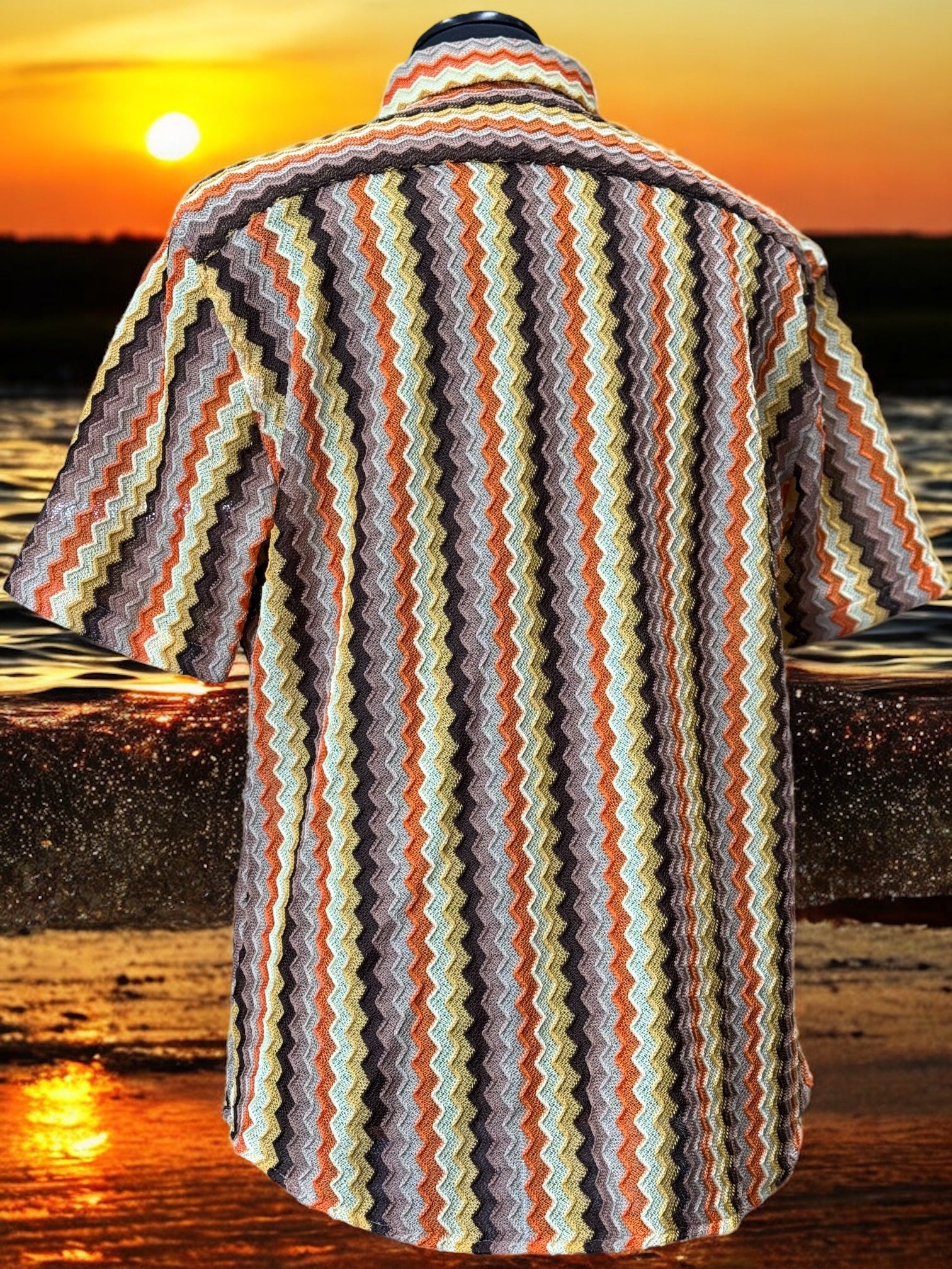 Lanzino "Woven" Short Sleeve Shirt (Orange) 107