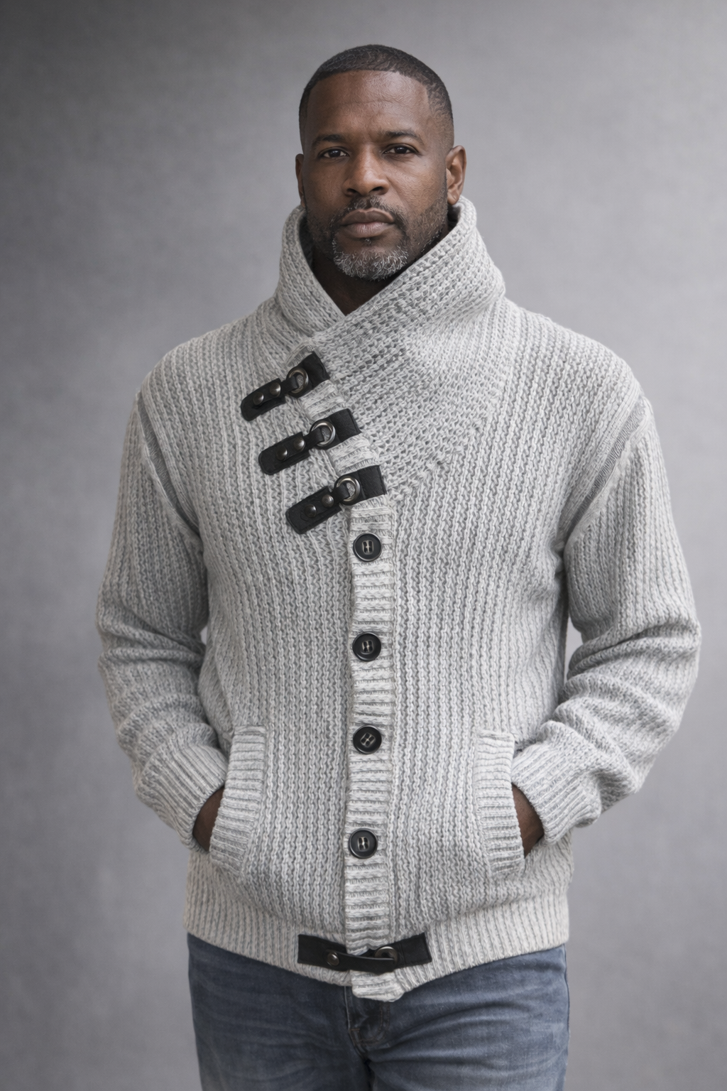 Lcr High Collar Sweater (Ecru/Gray) 00012C5