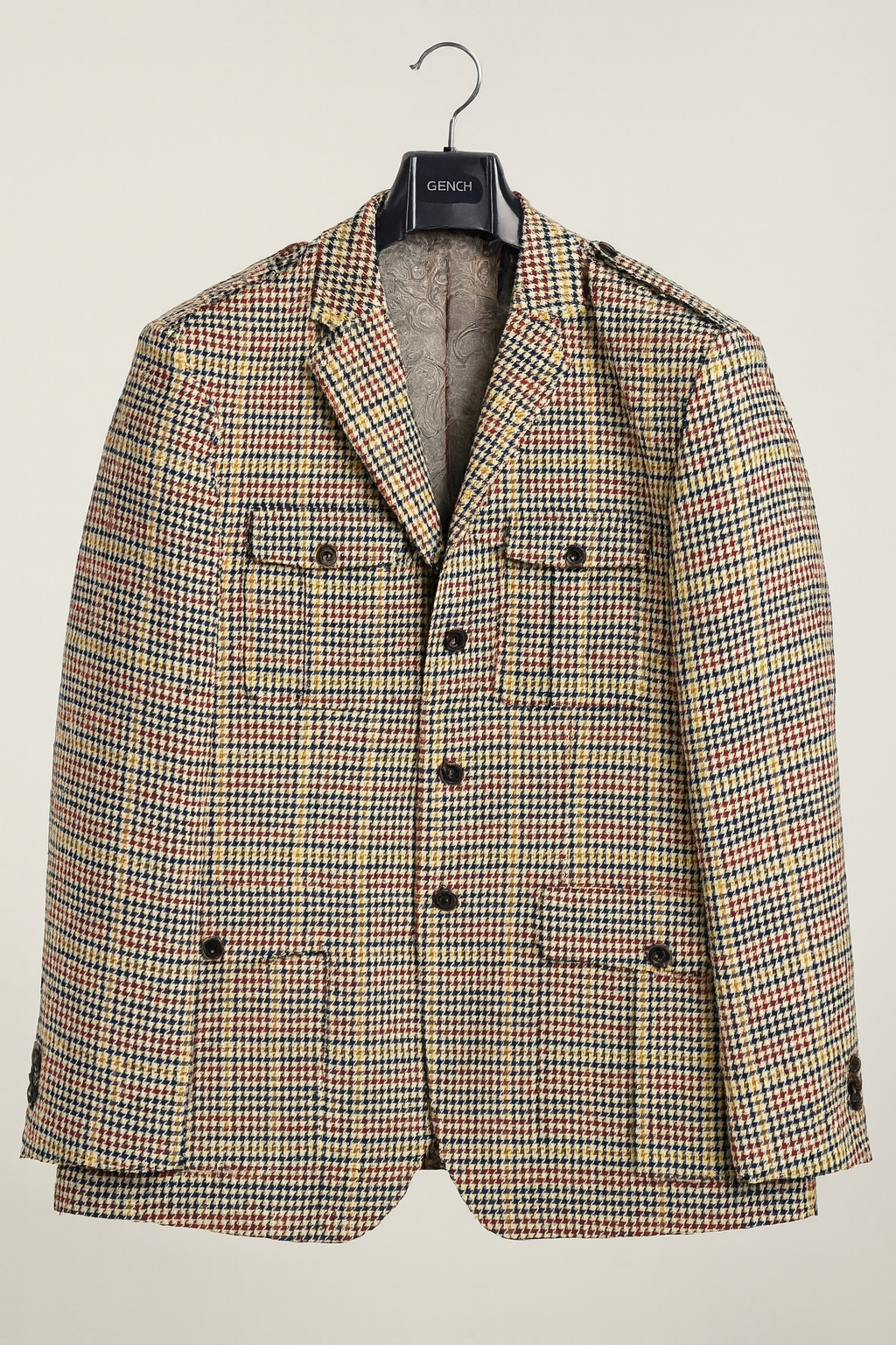 Inserch Military Houndstooth Blazer 589 (Rust/Gold/Brown)