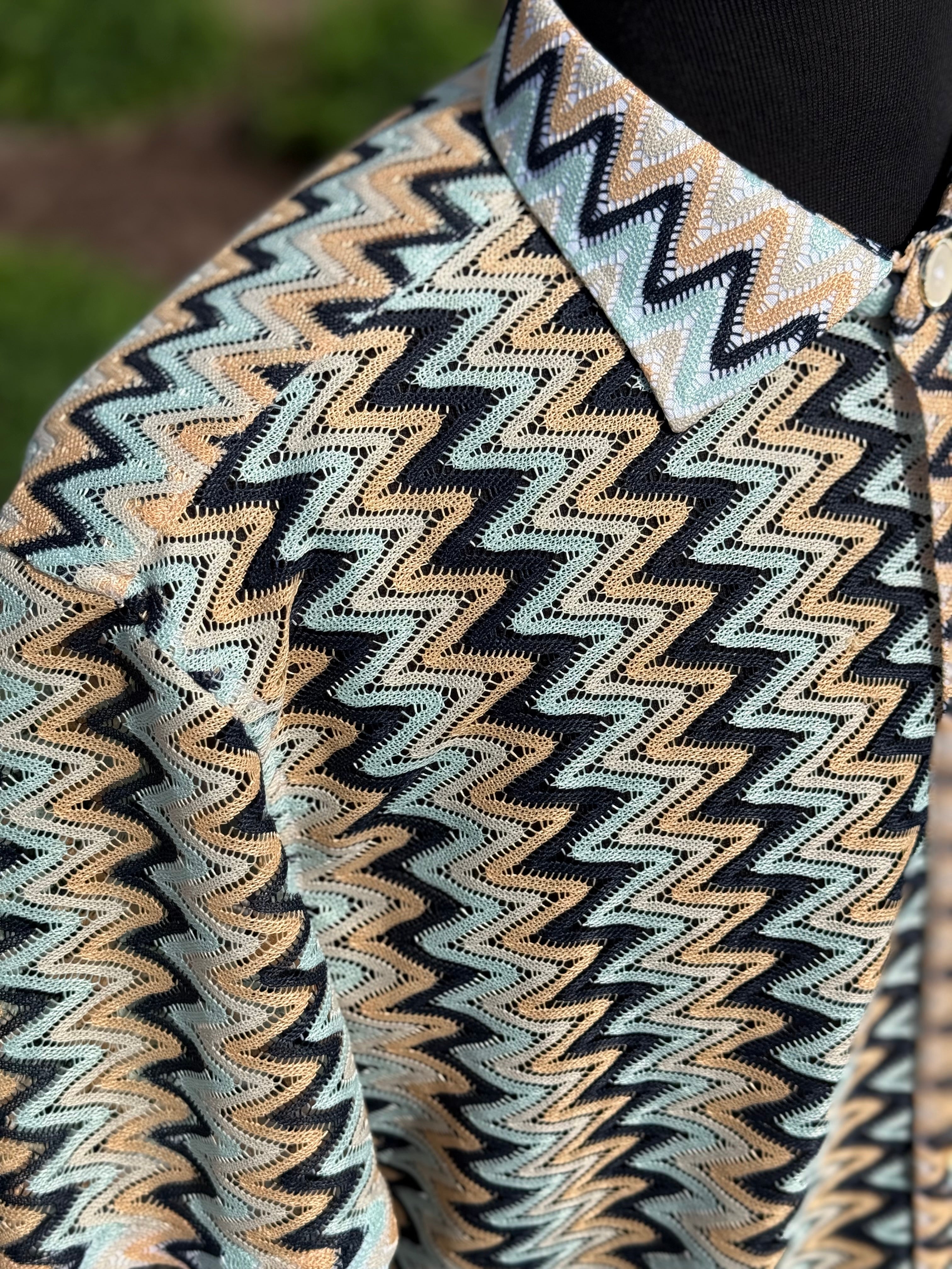 Lanzino "Woven" Short Sleeve Shirt (Navy) 102