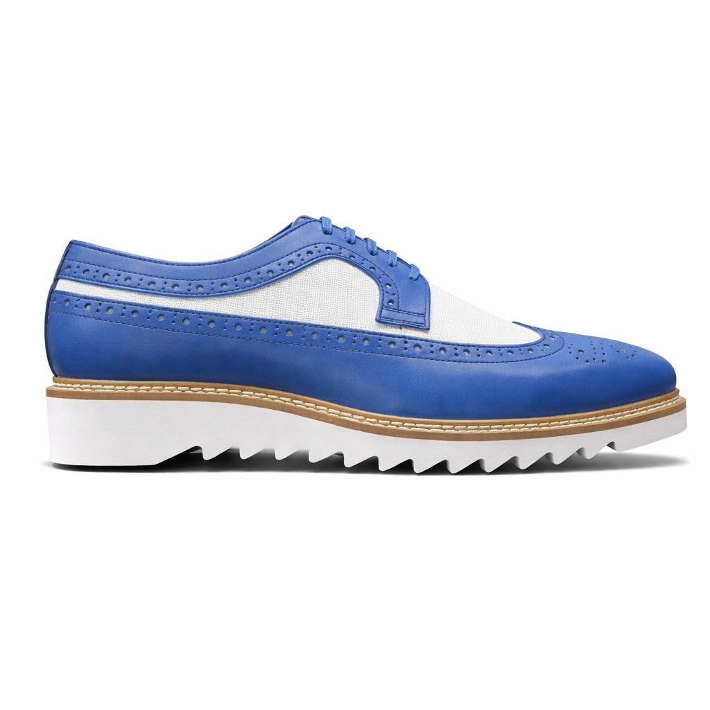 blue sole dress shoes Men's Blue Apron-Toe Leather Penny Loafers Seagrave US 7 / Blue / D