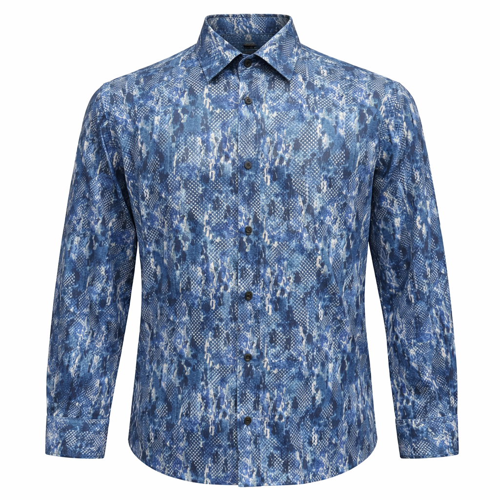 Inserch Blue Python Print Long Sleeve Shirt – LS028