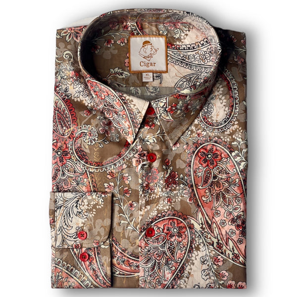 Cigar Couture "Sunset2" Shirt (Tan) 4618