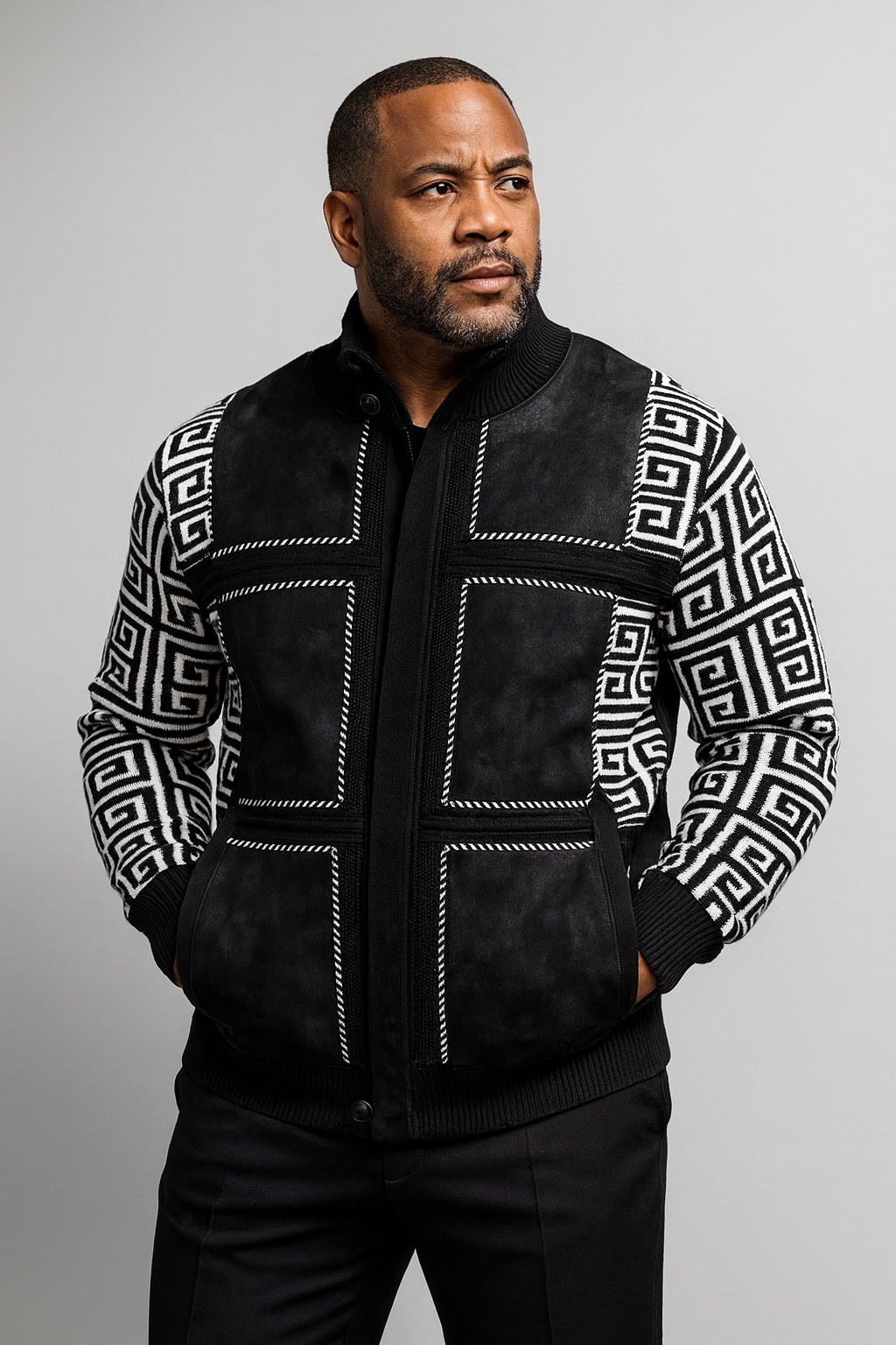 Silversilk Sweater Jacket (Black/White) 11012