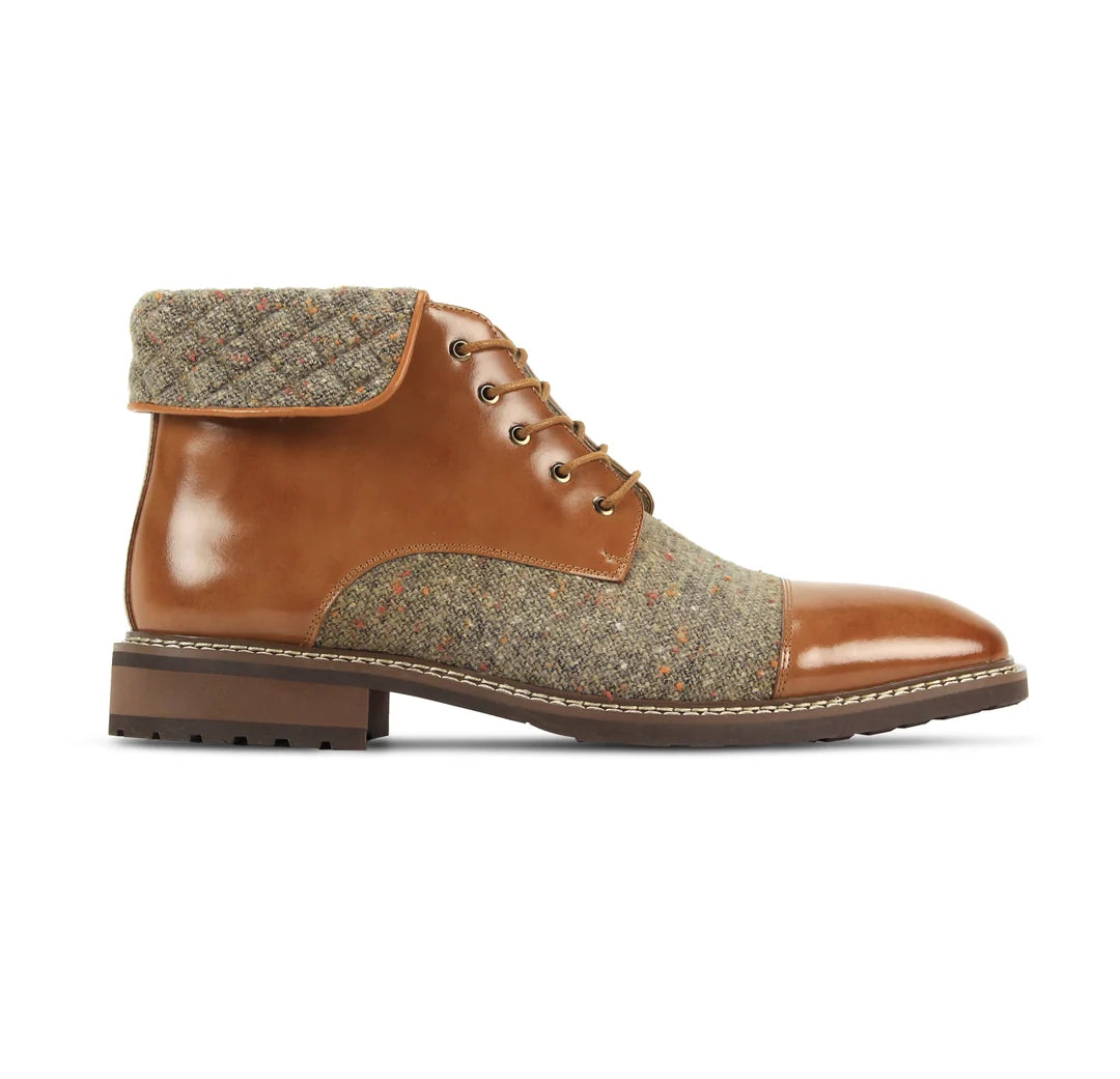 Giovanni Stuart Textured Cap Toe Leather Boots – Tan