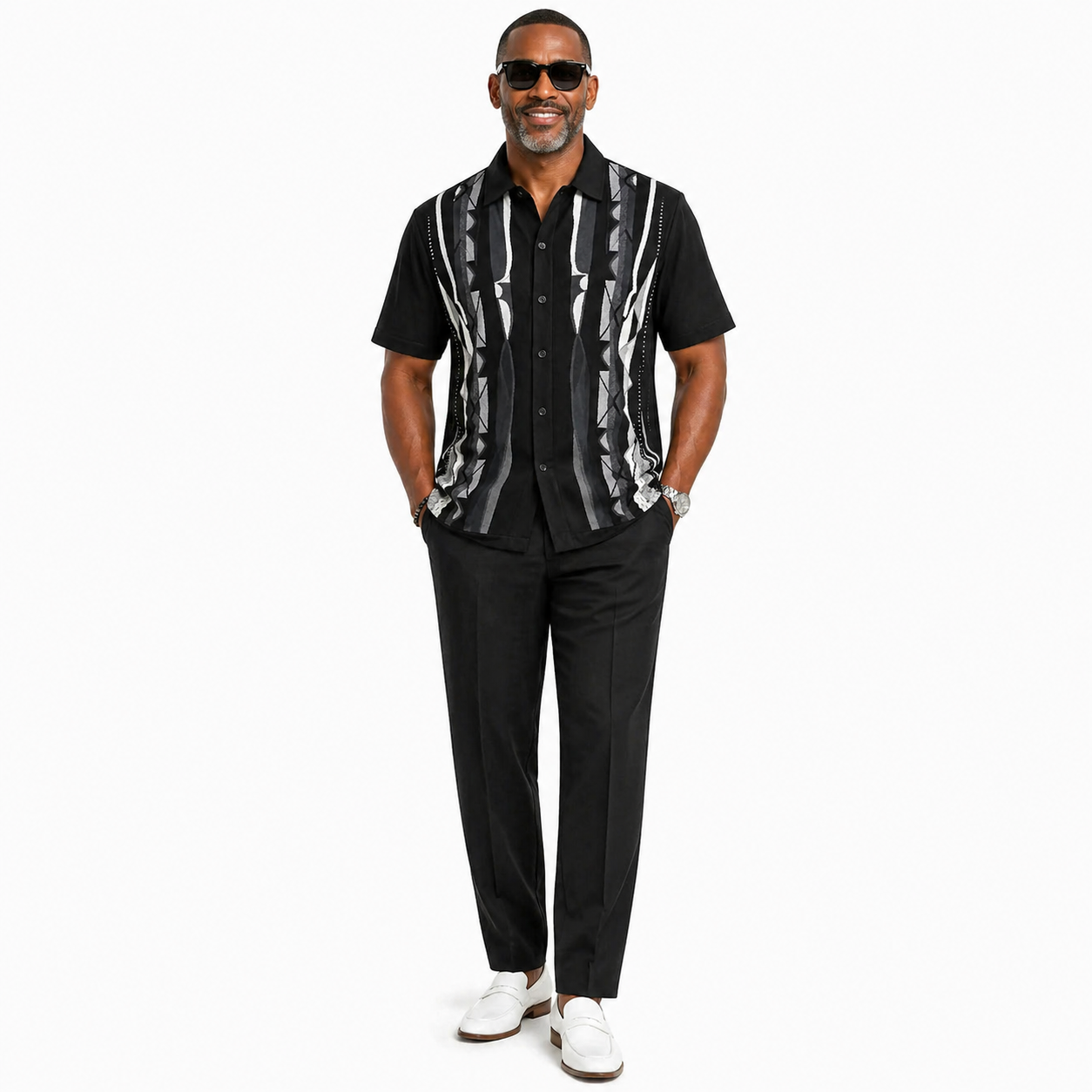 Silversilk Men’s 2-Piece Walking Suit – Knit Set – Black 21017