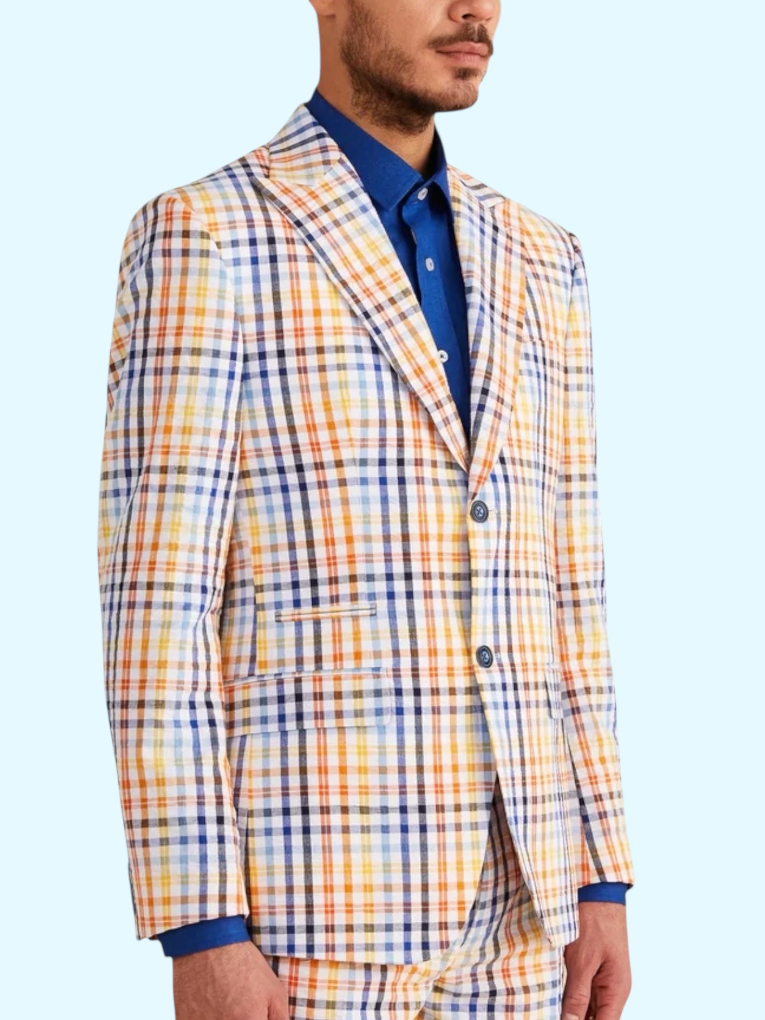 Inserch Seersucker "Countach" Blazer (Blue Multi)