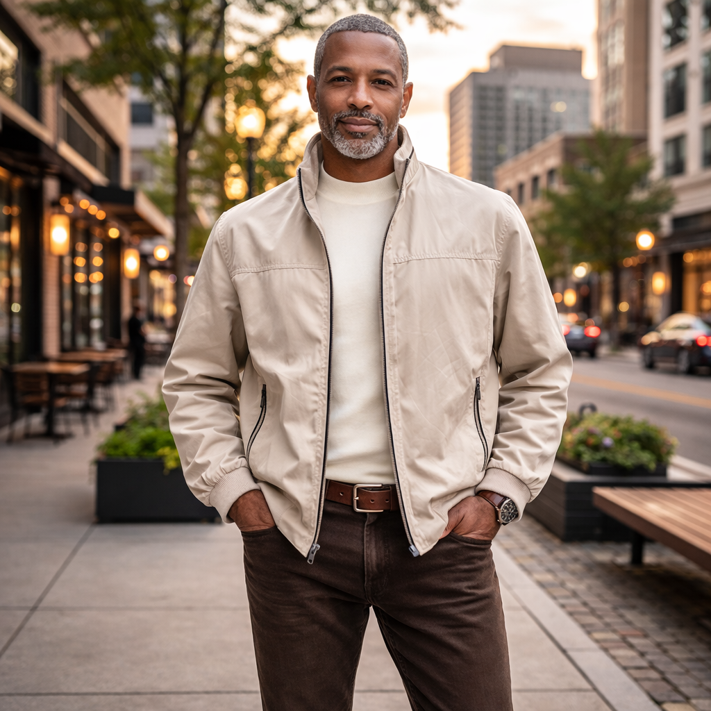 Enzo Men’s Spring Lightweight Car Coat – Sand