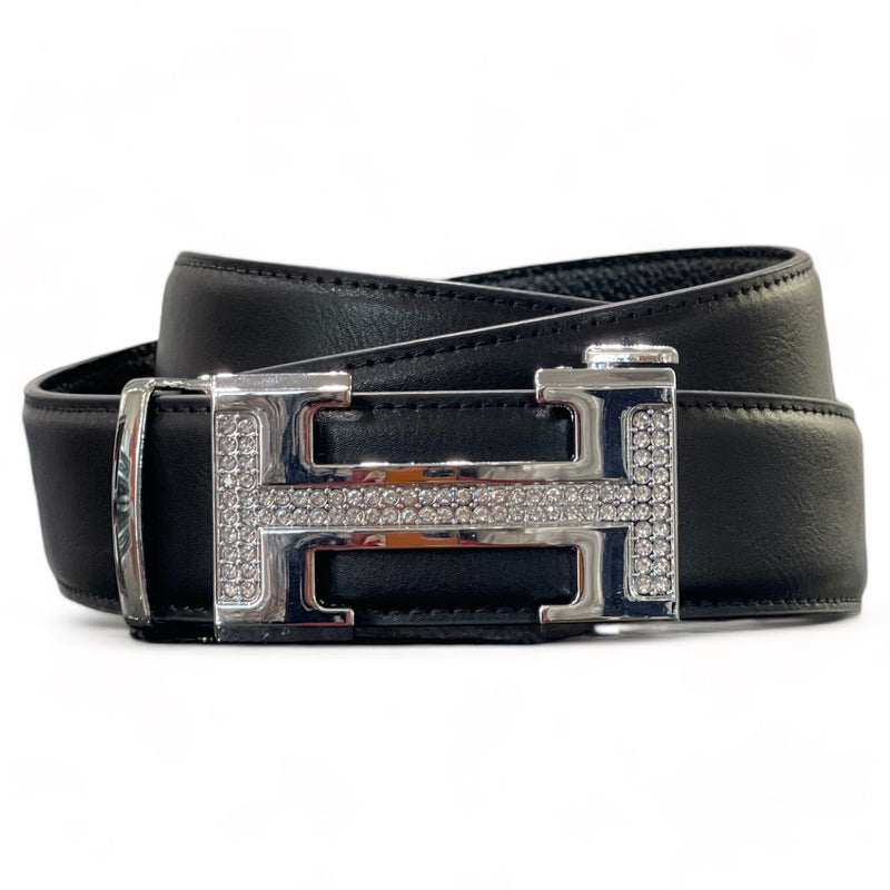 Designer fashion belt (Black) H Stone