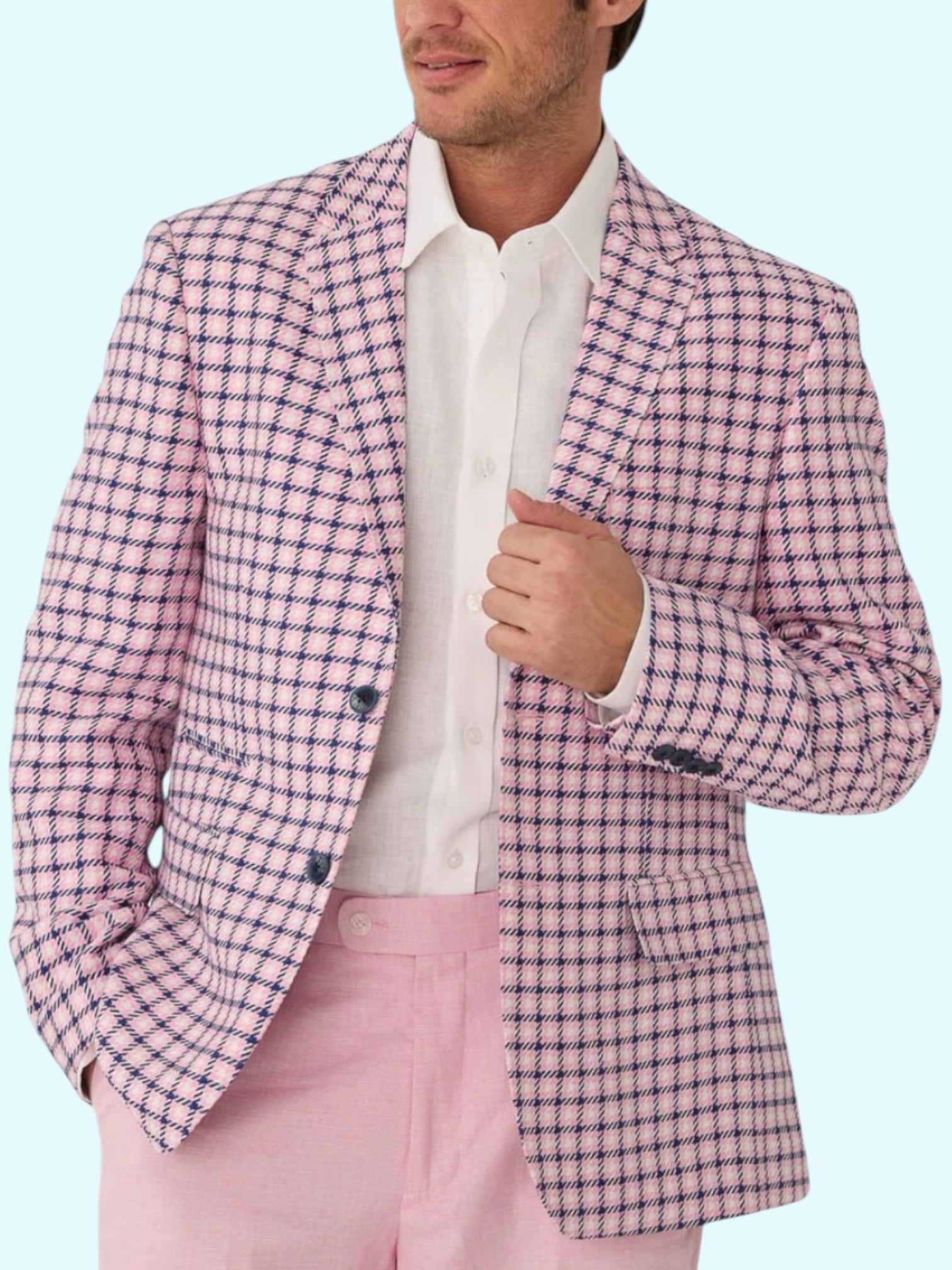Inserch houndstooth linen blazer (Pink)