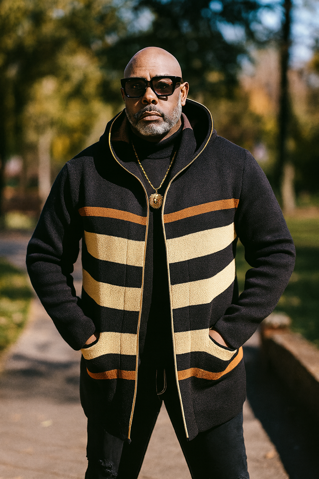 Leopard Cardigan Sweater 3/4 Length (Black/Beige) OIM