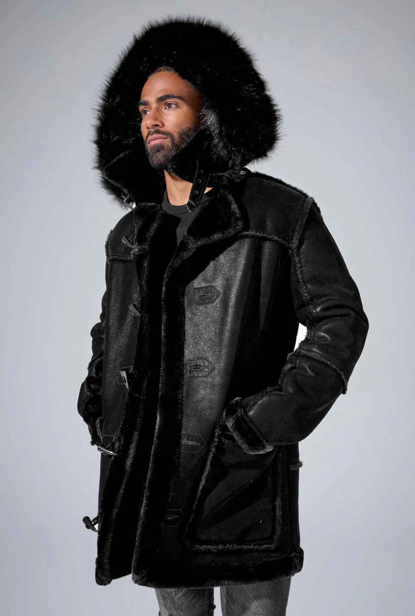 Jordan Craig Shearling Coat (Jet Black)