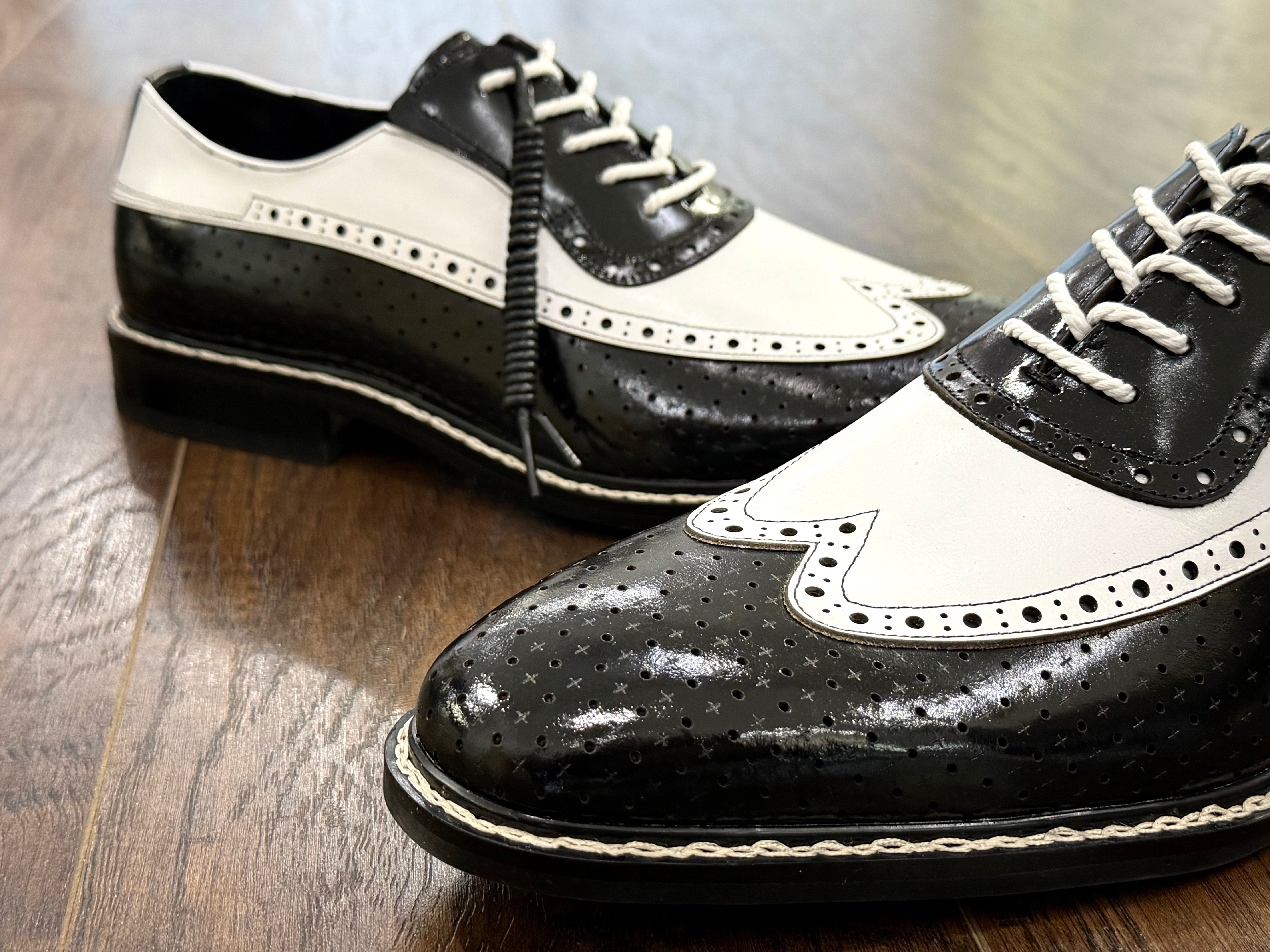Giovani "Rio" Leather Shoe (Black/White)
