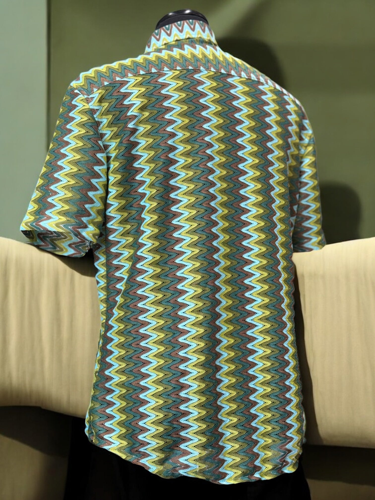 Lanzino "Woven" Short Sleeve Shirt (Olive) 122