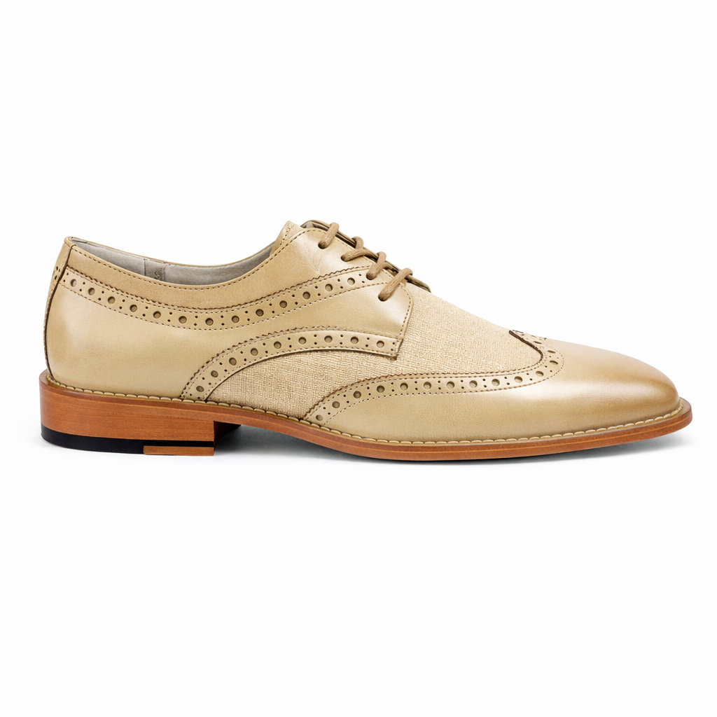 Giovanni NICO Men’s Wingtip Leather Oxford Dress Shoe – Nat Beige 12