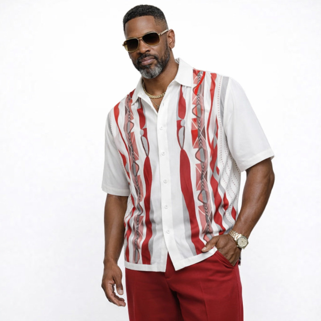 Silversilk Men’s 2-Piece Walking Suit – Knit Set – Red 21017