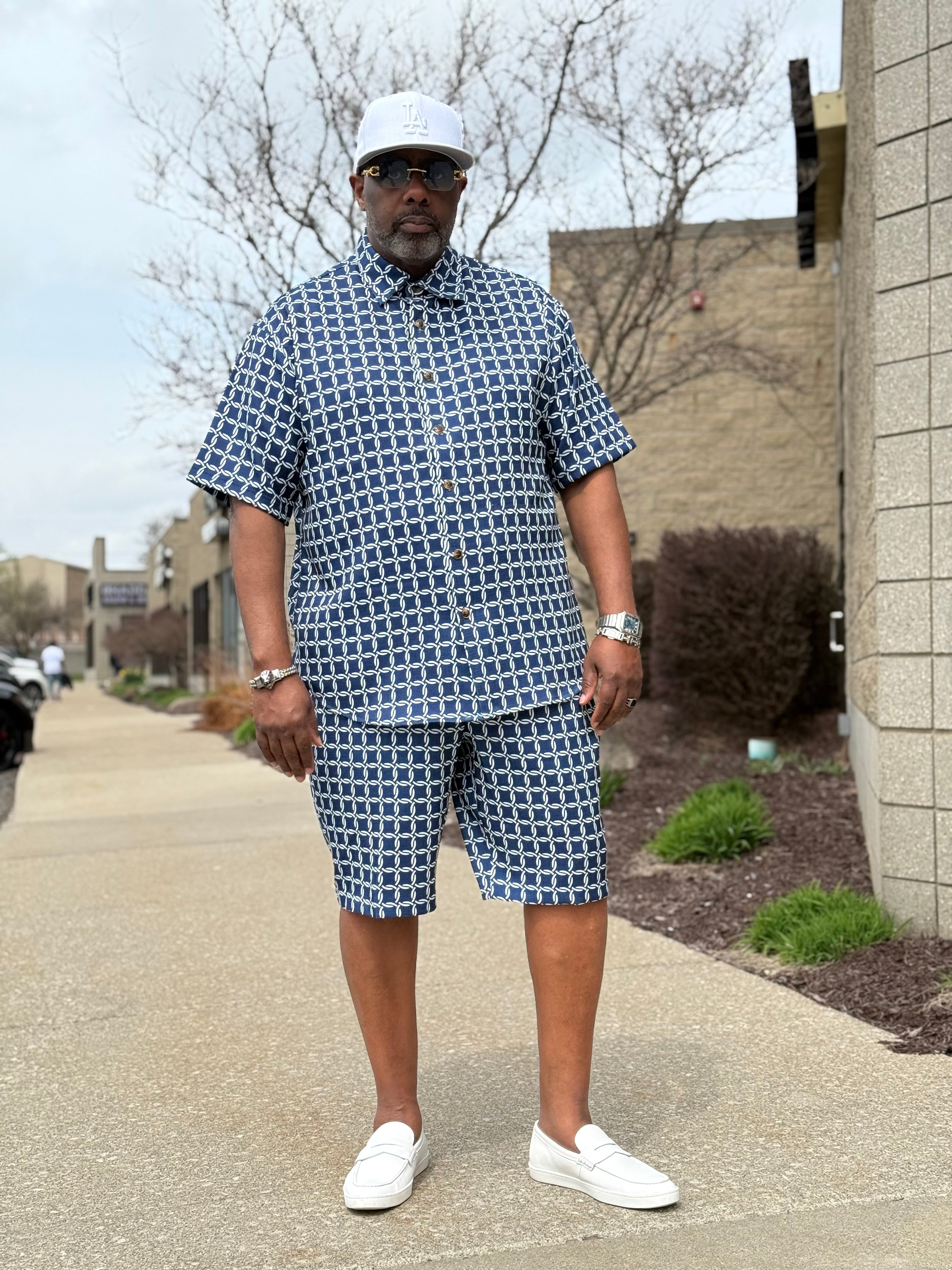 Lanzino Luxury Short Set (Navy) 220