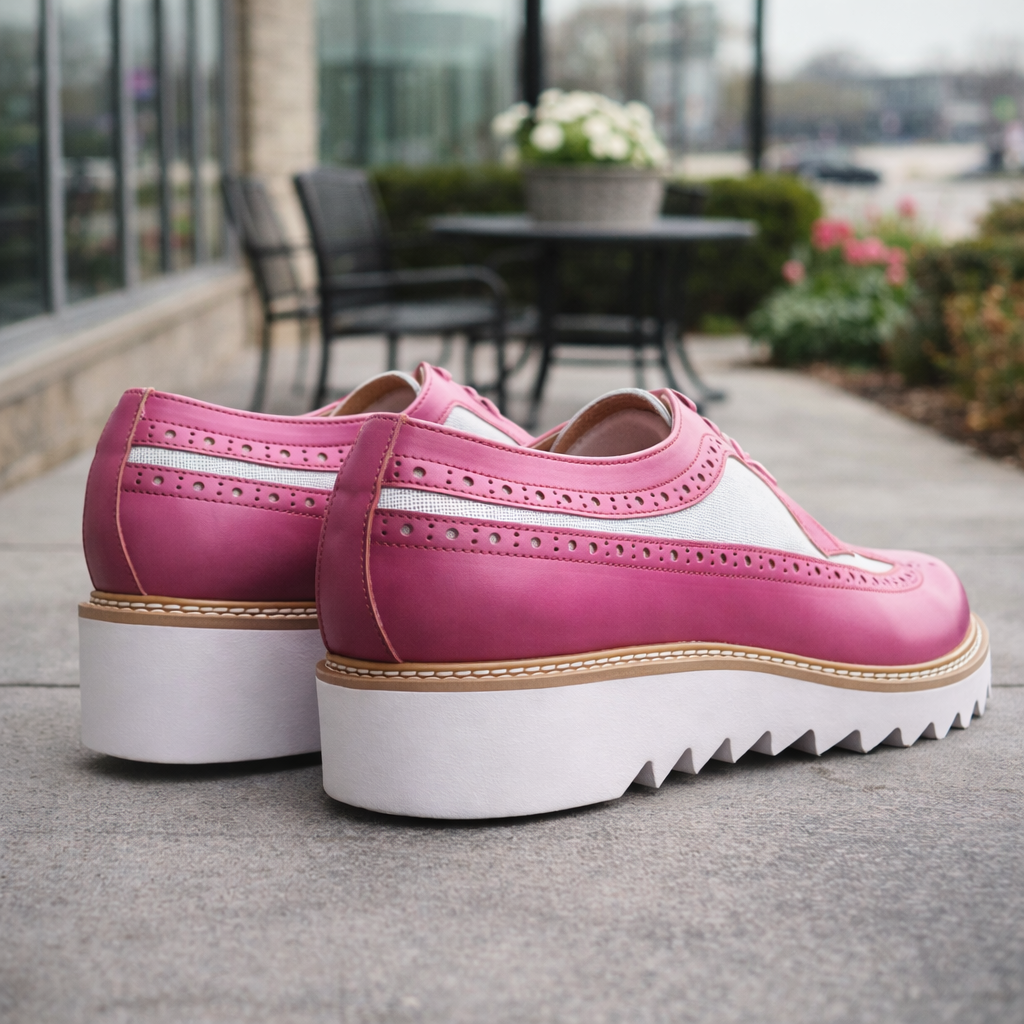 Giovanni Tone Men’s Wingtip Leather Oxford Dress Shoe – Pink White