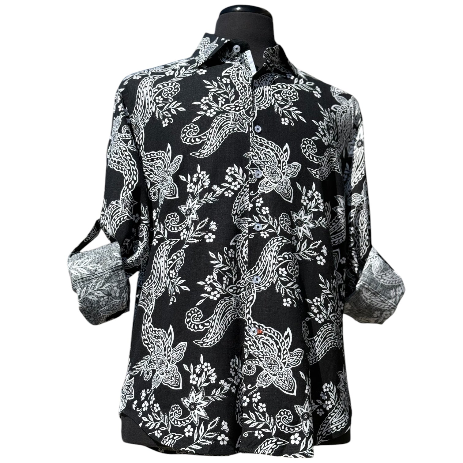 Inserch Long Sleeve Linen Shirt (Black/White)