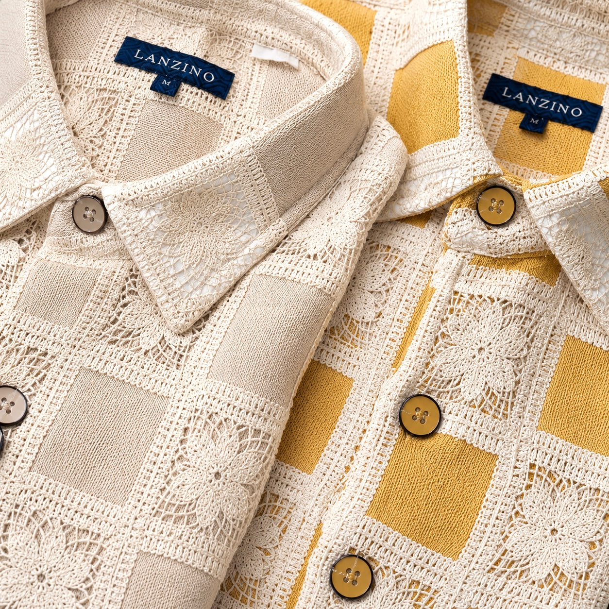 Lanzino Woven Pattern Linen Shirt - Honey 111