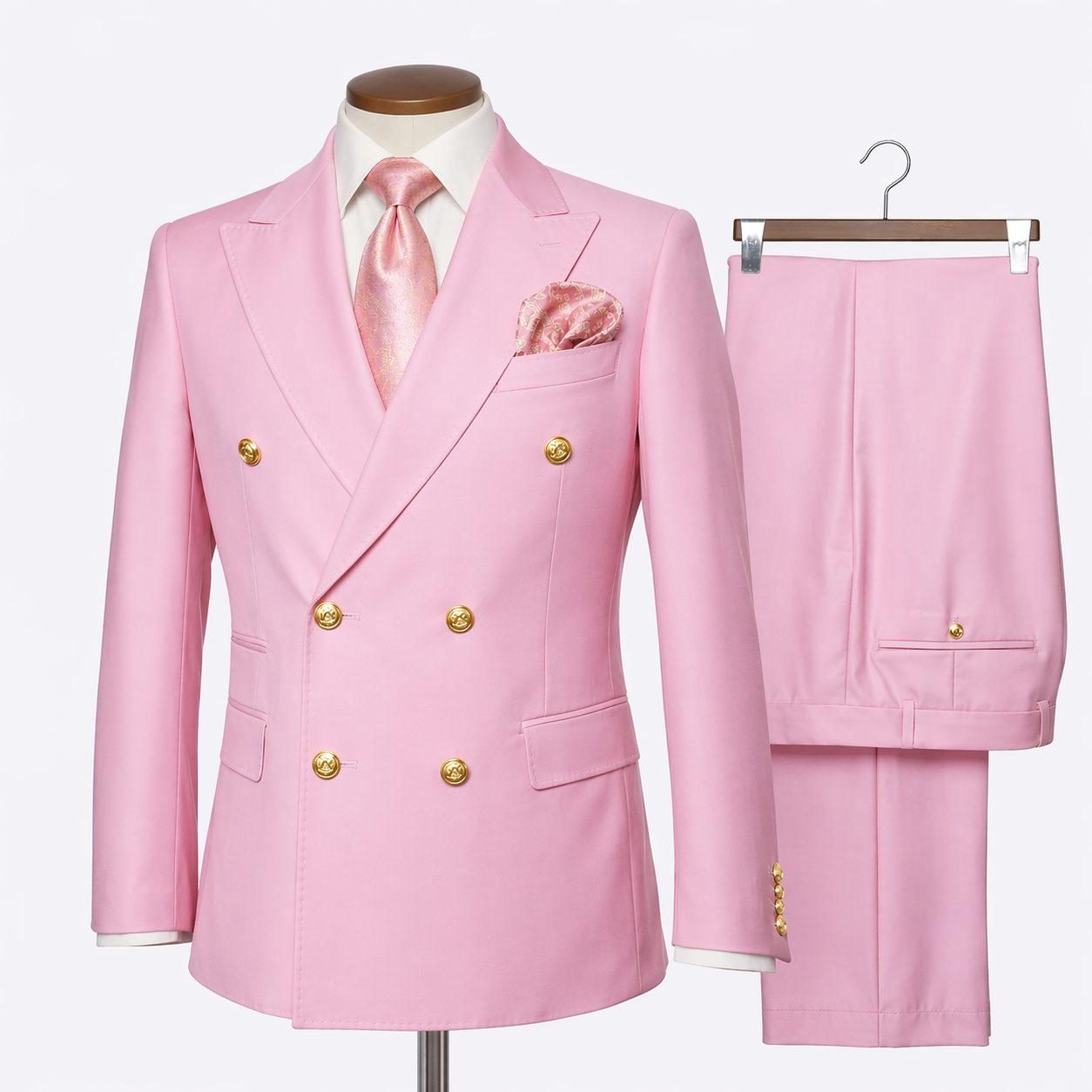 Rossi Man Pink Double Breasted Men's Modern Fit Suit