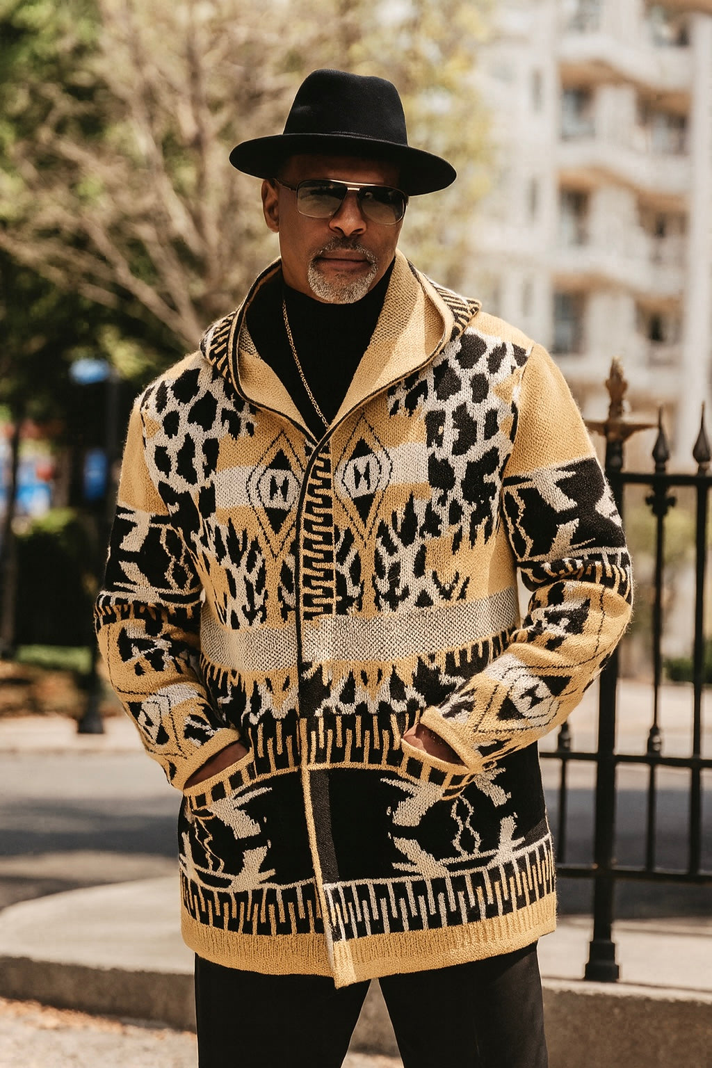 OIM "Leapord" Cardigan 3/4 Length Sweater Jacket (Wheat)