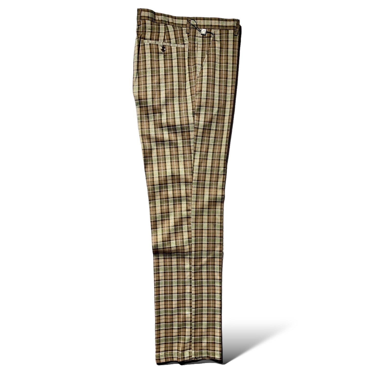 Prestige Men's Brown/Green Plaid Dress Pants Khaki 2 Prestige Men's Brown/Green Plaid Dress Pants Khaki 2
