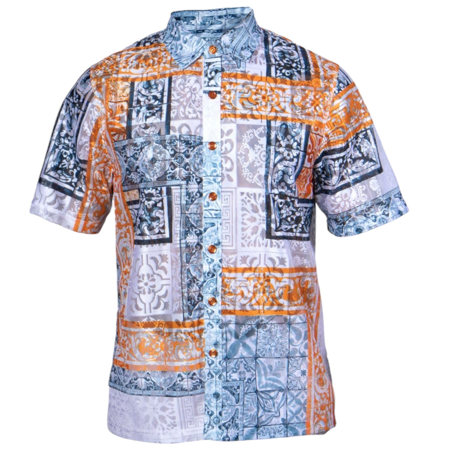 Prestige Lace Printed Shirt (Orange) 511