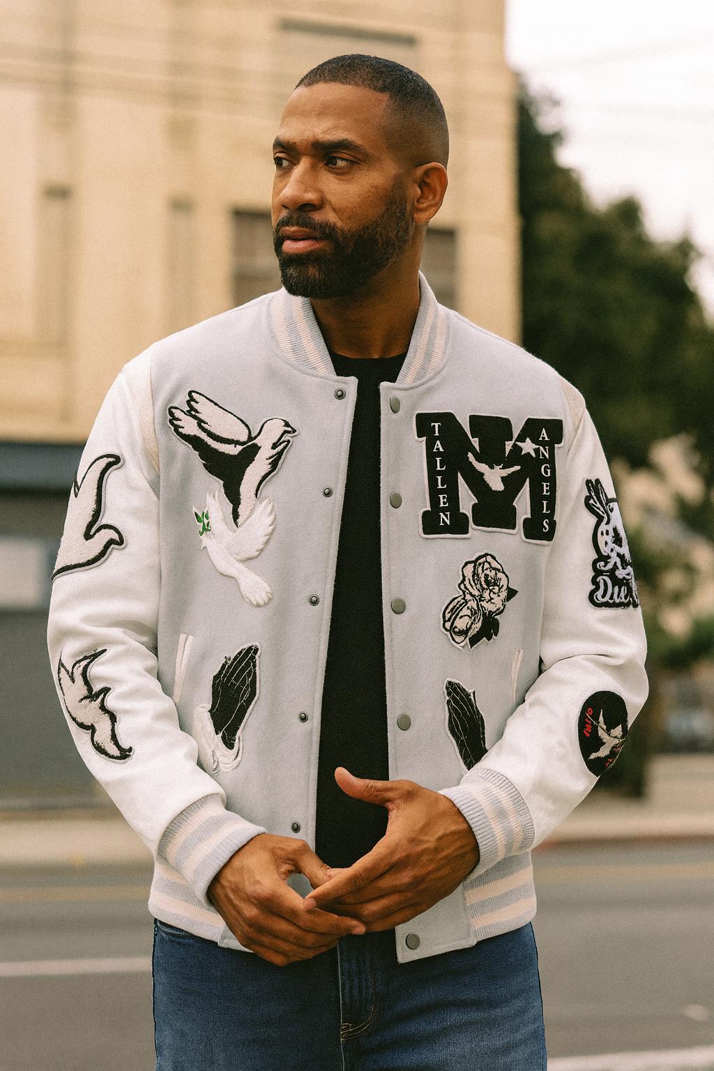 Jordan Craig Wool Bomber Jacket (Light Gray)