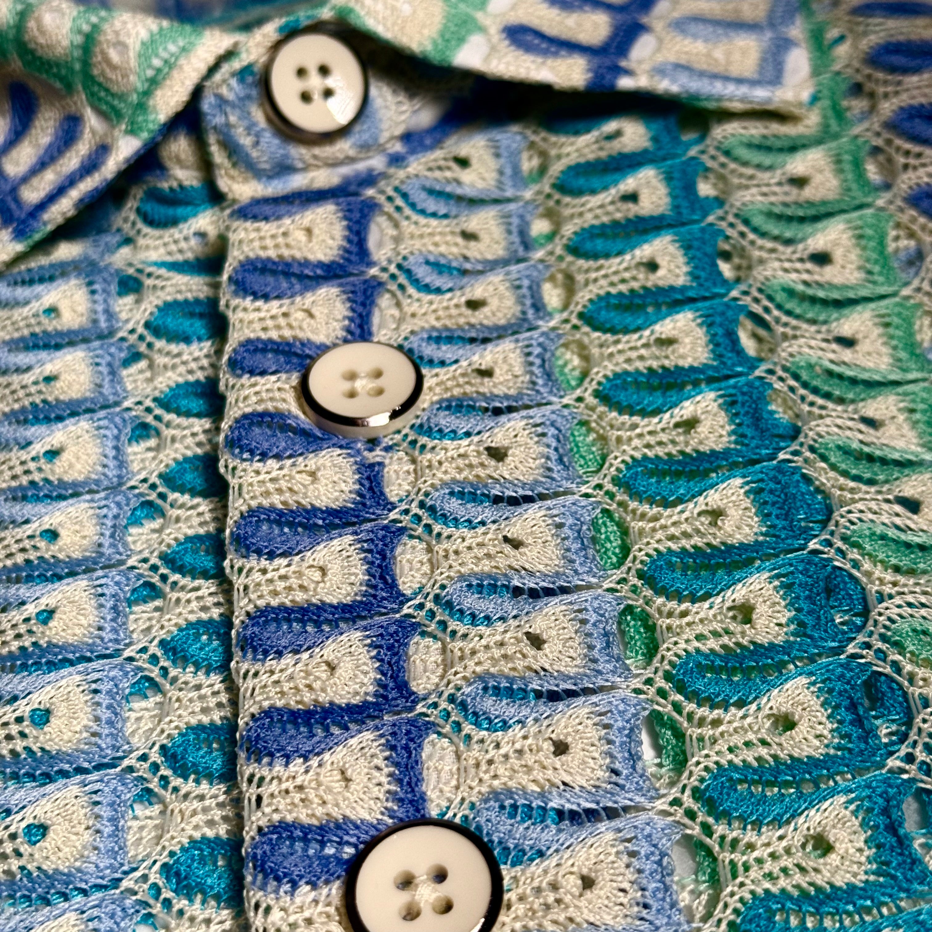 Lanzino "Woven" Short Sleeve Shirt (Aqua) 120