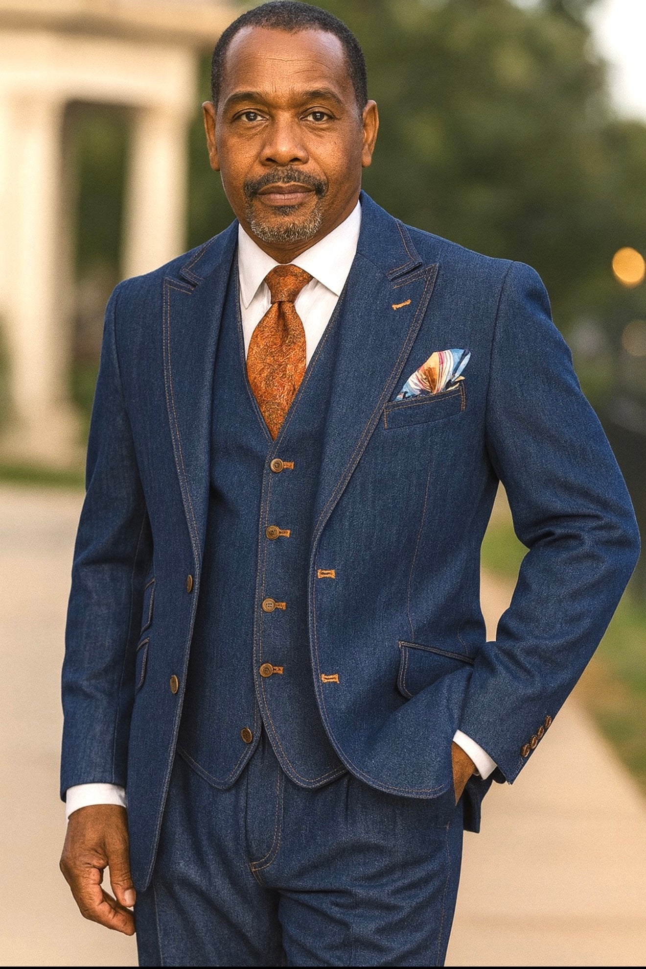 3pc Denim Jean Suit Relaxed fit (Indigo Blue)