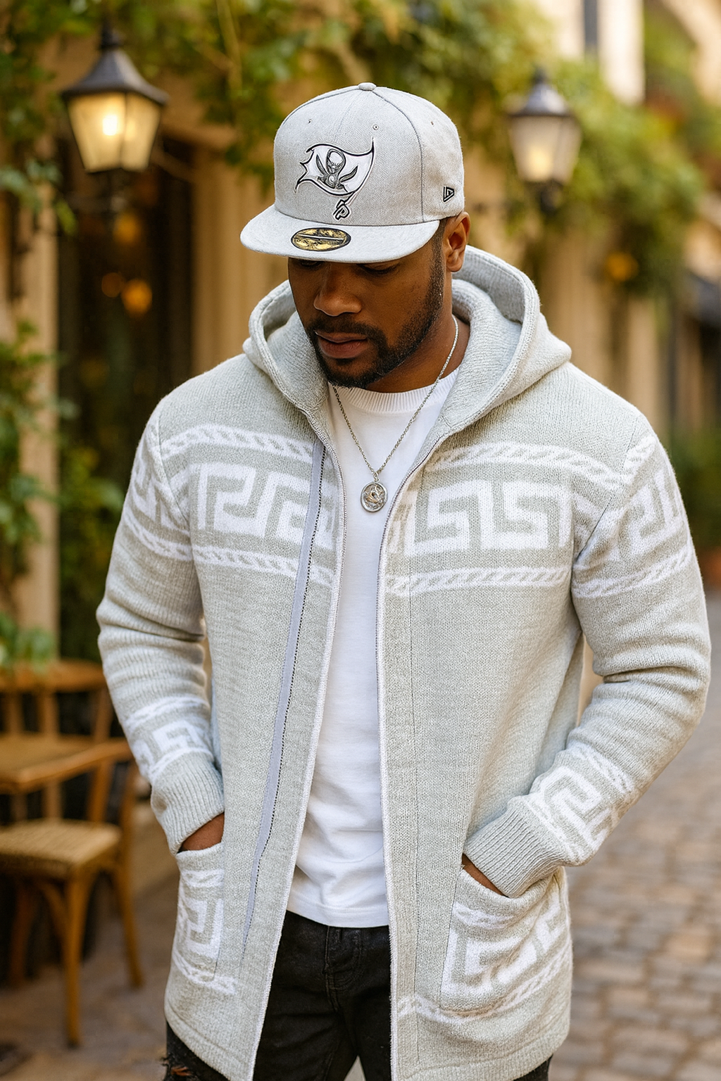 OIM "King" Cardigan 3/4 Length Sweater Jacket (Gray)