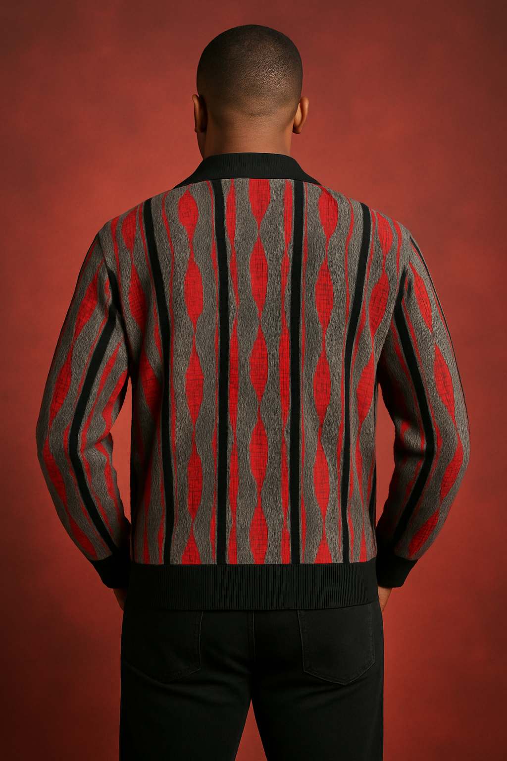 Siversilk Button Down Sweater (Red) 12018