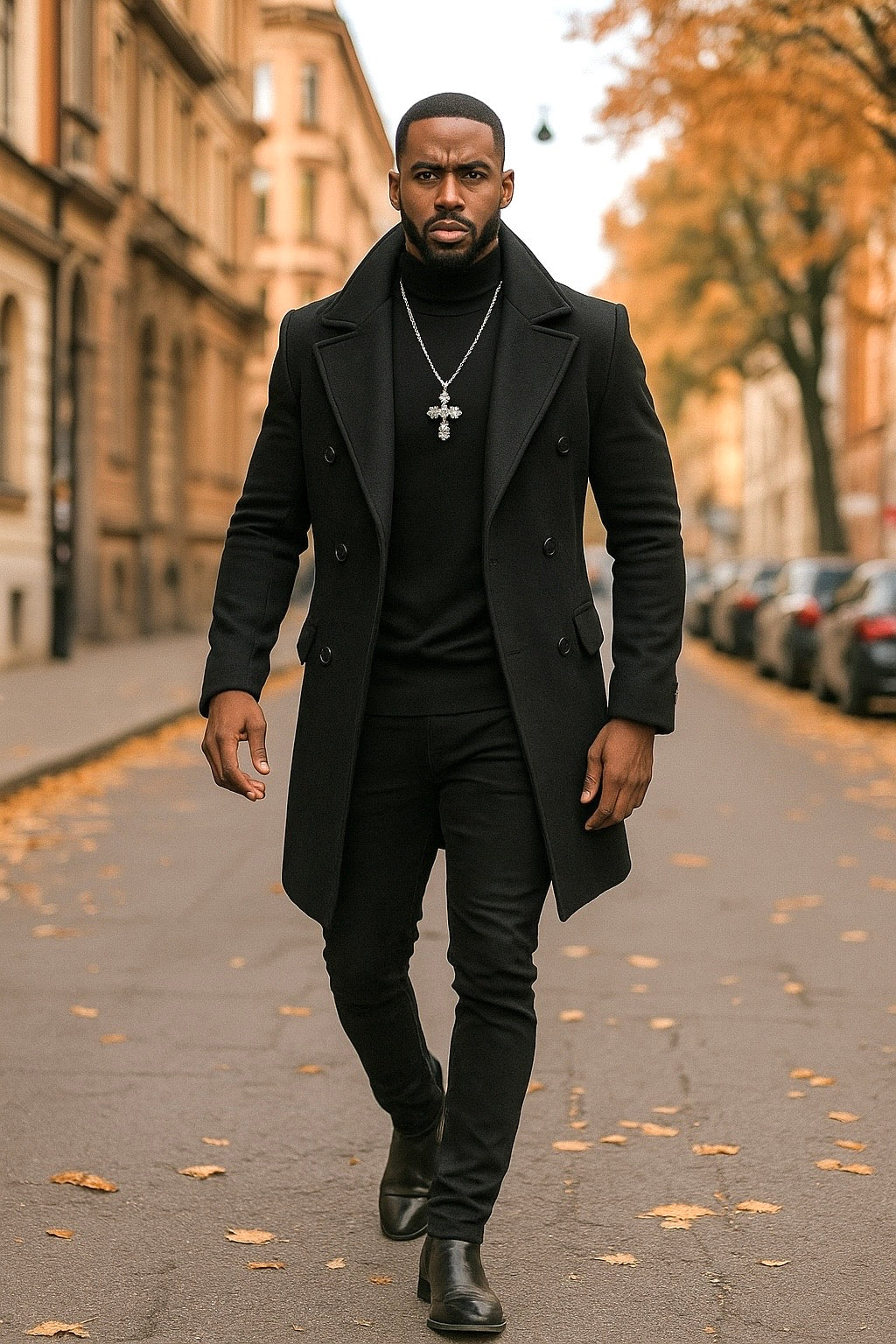 Cigar "Brentwood" 3/4 Length DB Peacoat (Black)