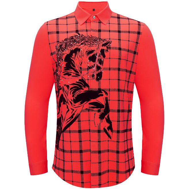 Bronco Edge Button-Up Shirt RED