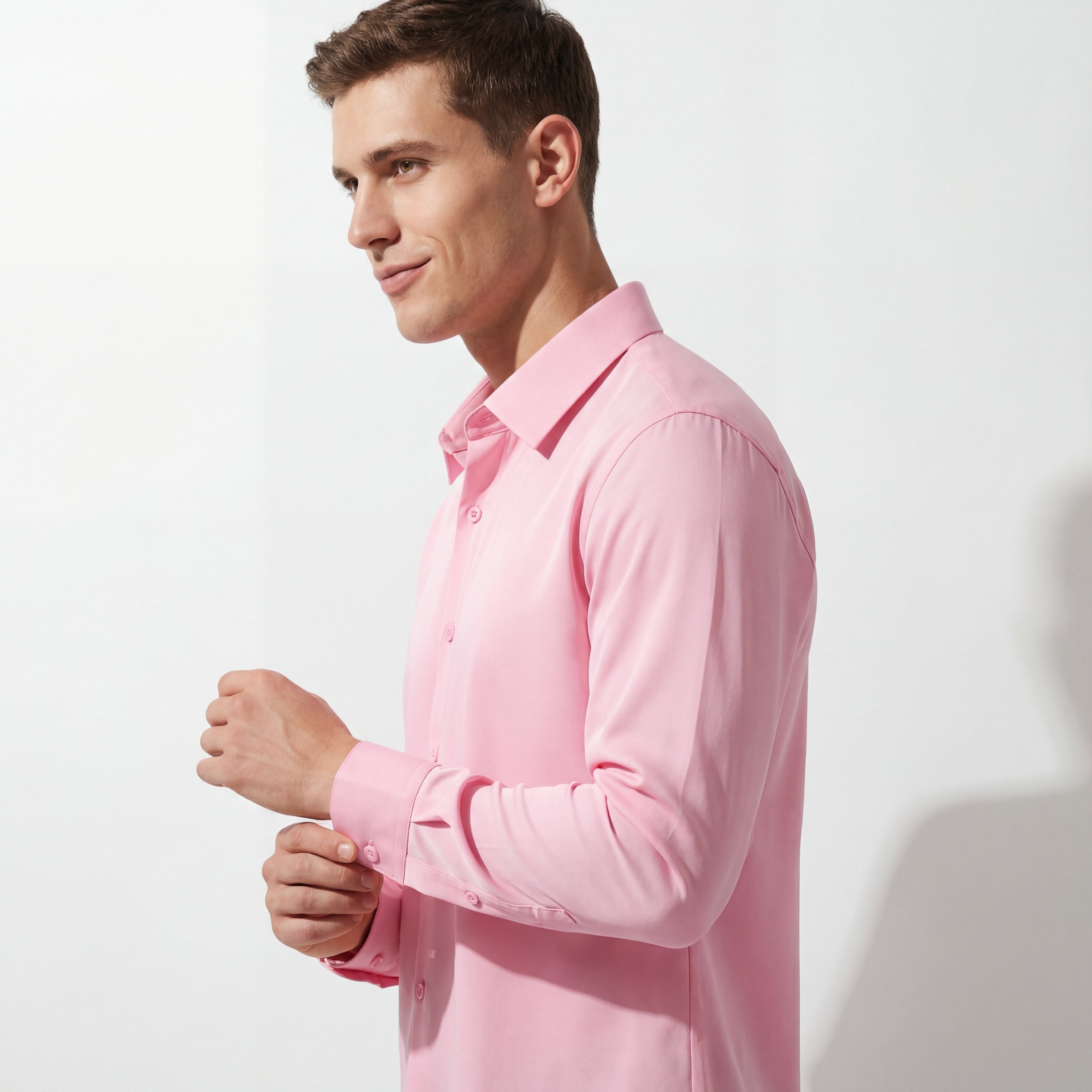 SIGNATURE SATIN STITCHLESS LS Shirt PINK