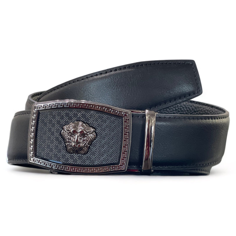 Designer fashion belt (Black/Black) Lion Head